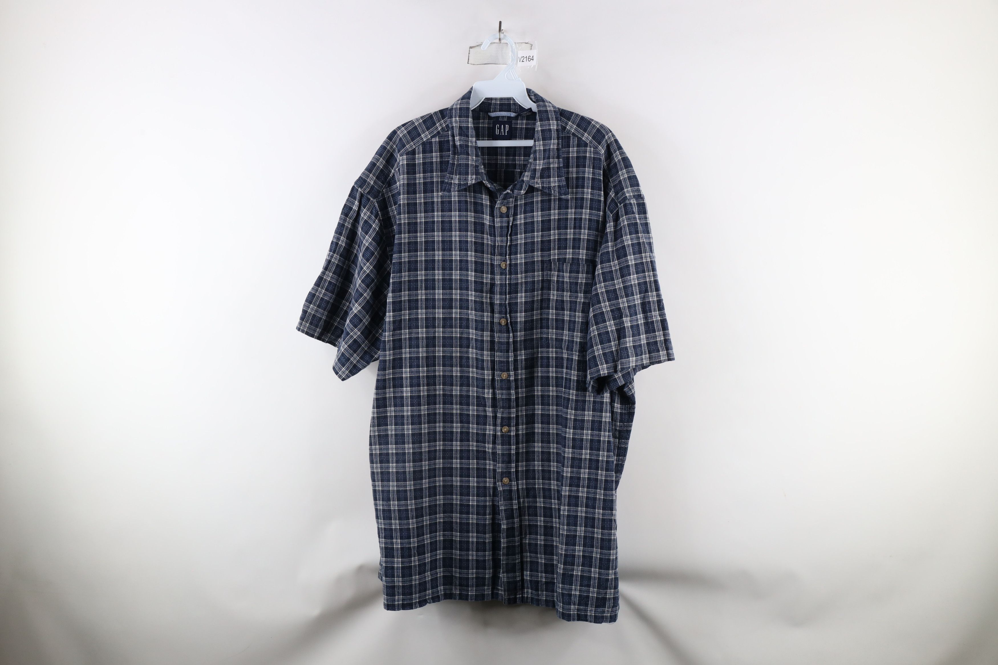 Gap × Vintage Vintage 90s Gap Fit Short Sleeve Collared Button Shirt Plaid Size US XL / EU 56 / 4 - 1 Thumbnail