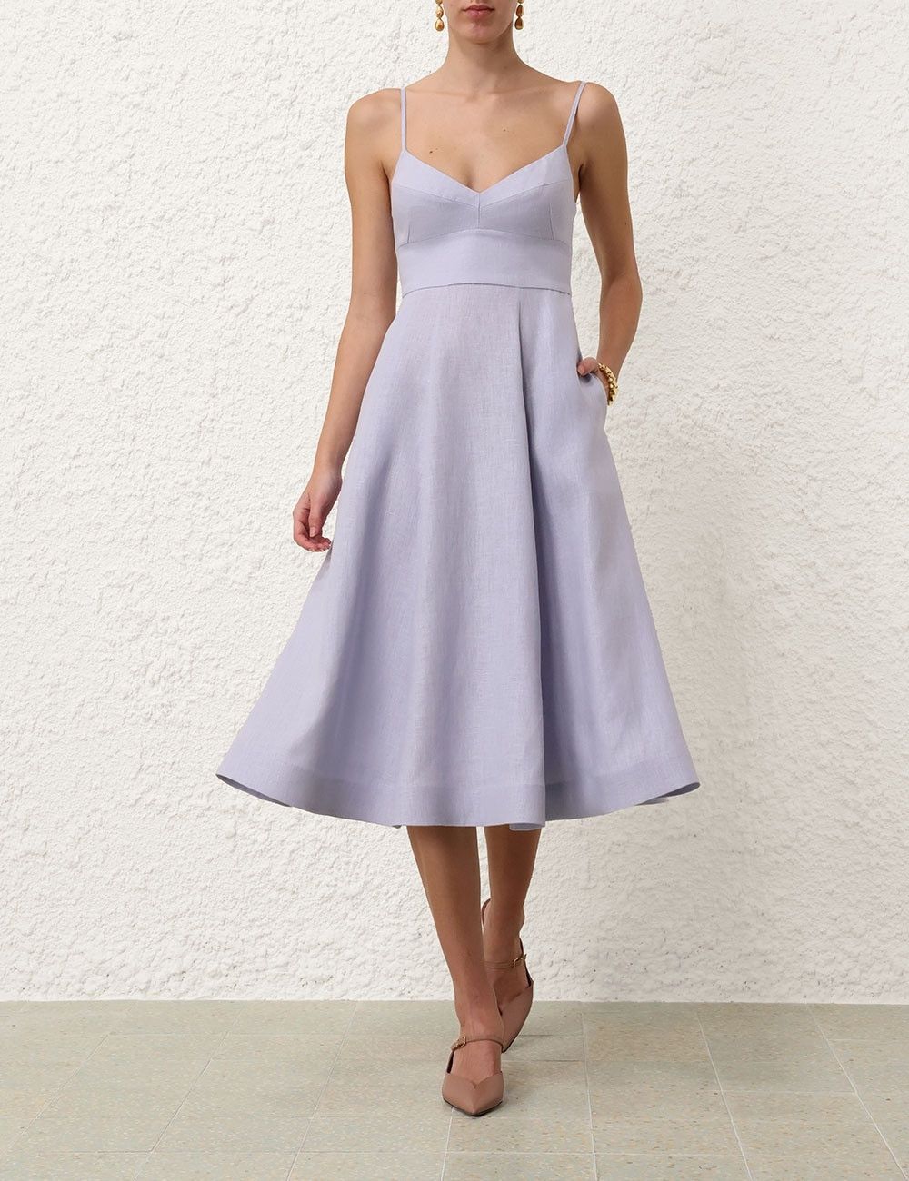 Zimmermann oc11z0825 Midi Picnic Dress in Sky Blue Size XS / US 0-2 / IT 36-38 - 2 Thumbnail