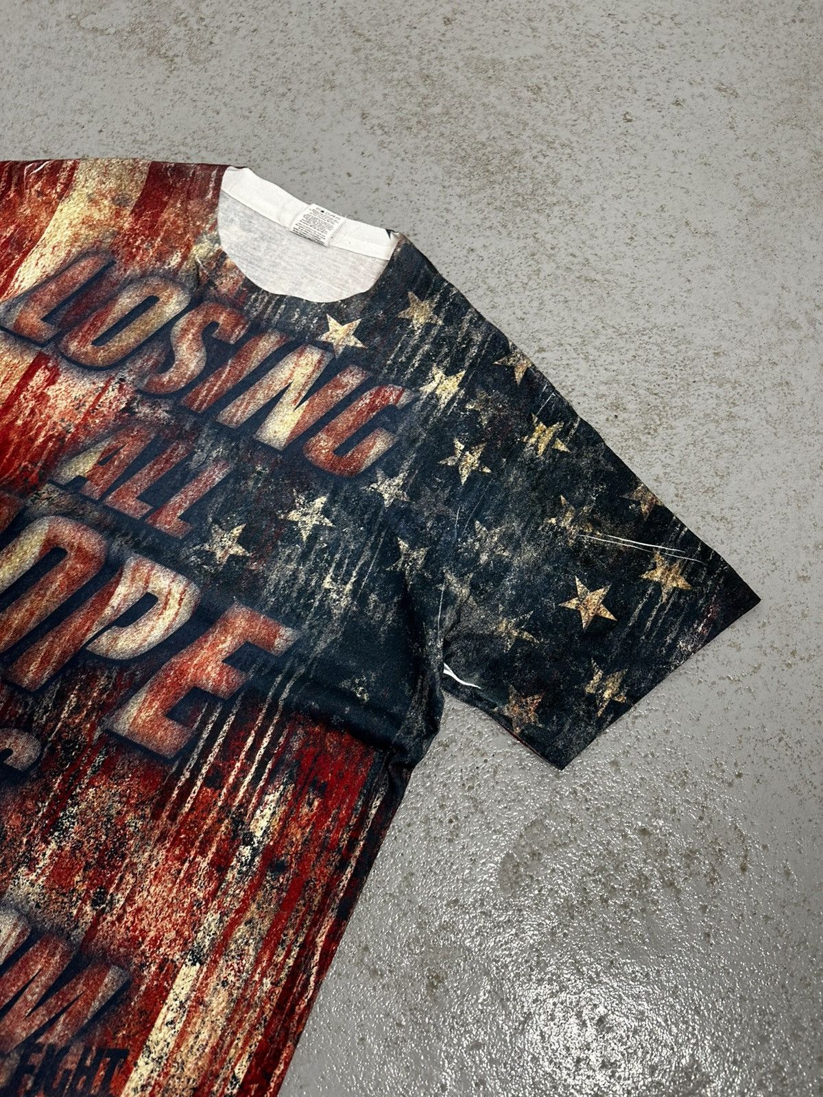 Vintage 00s Fight Club Movie Losing All Hope Is Freedom USA Flag Tee Size US M / EU 48-50 / 2 - 5 Thumbnail