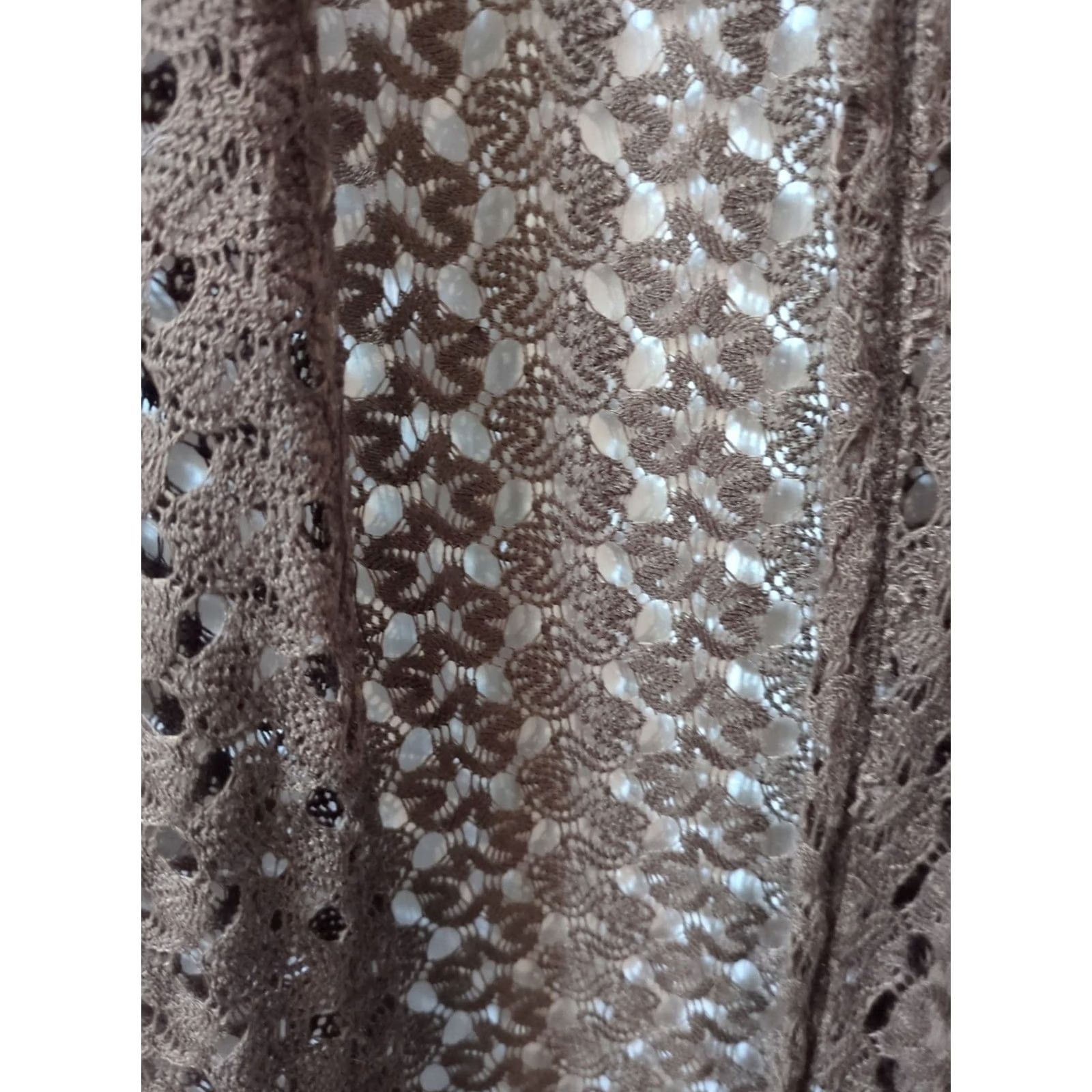 Vintage VINTAGE Earthbound Trading Co Brown Crochet Cover-up Cardigan Long Sleeve Open Knit Lightweight Bohemian All Seasons Casual Womens Large L Brown Size L / US 10 / IT 46 - 3 Thumbnail