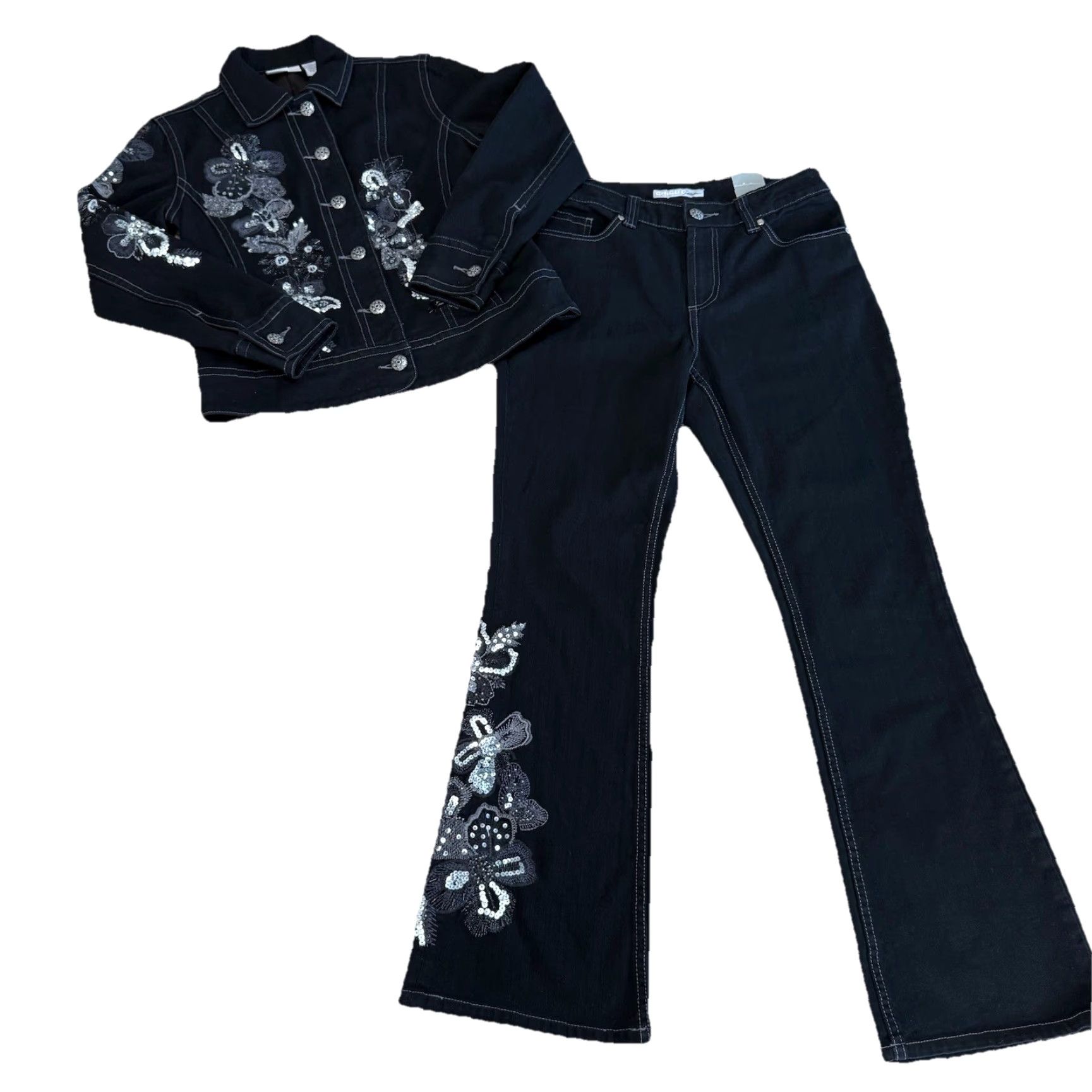 Vintage VINTAGE Chico's Jeans Pants Women’s 0.5 Black Bootcut Matching Jacket 0 Set - Kid? Size 25" / US 0 / IT 36 - 2 Thumbnail