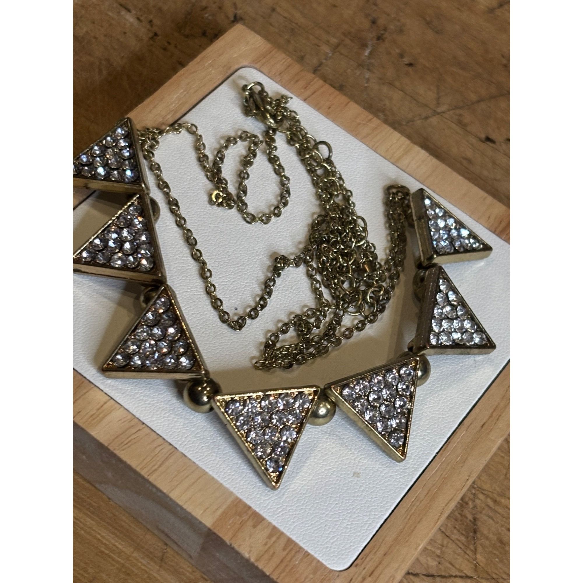 Other Gold-Tone Triangle Statement Necklace With Rhinestone Accent Size ONE SIZE - 6 Thumbnail