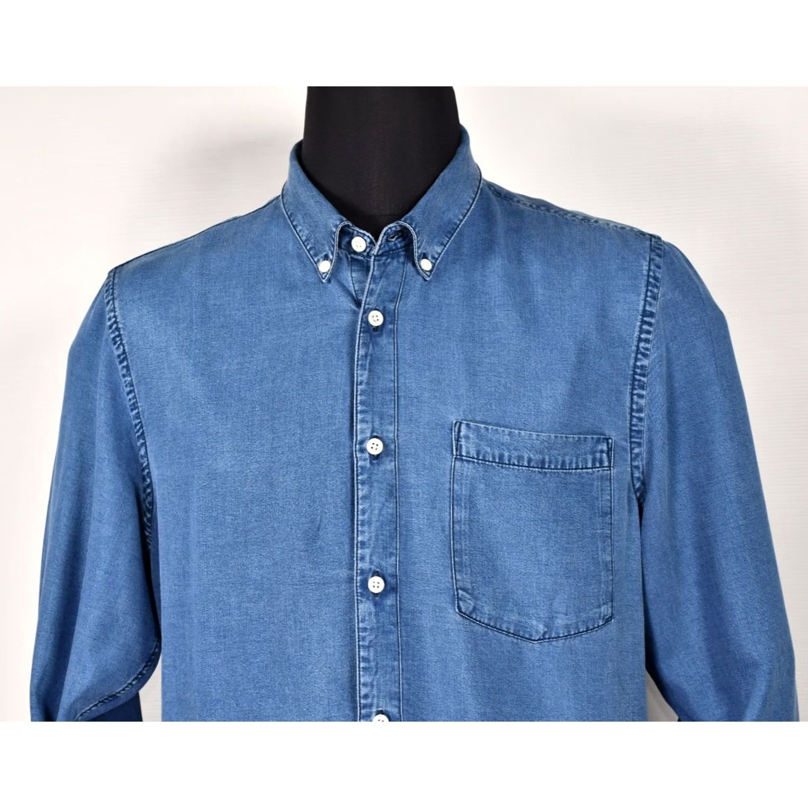 NN07 NN07 Falk Denim Look Shirt Indigo Tencel Slim Fit Men's XL NN07 Shirt Denim Indigo Slim Fit XL Men Casual Button-Up Size US XL / EU 56 / 4 - 2 Thumbnail