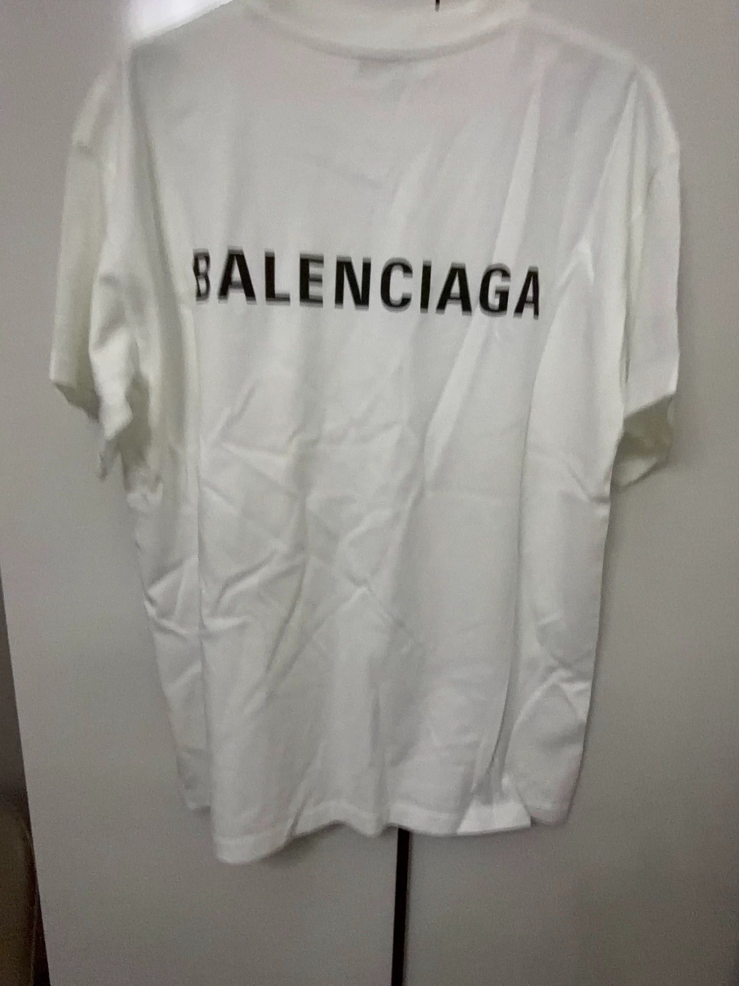 Balenciaga Balenciaga Logo Print Oversized White T-Shirt - dmc Size US M / EU 48-50 / 2 - 1 Thumbnail
