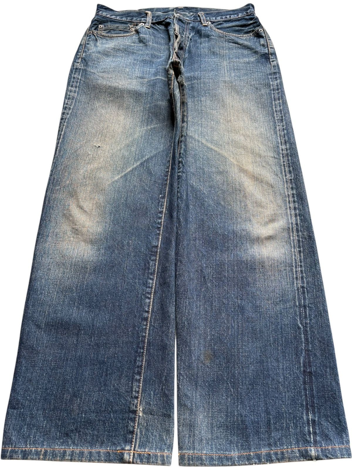 Japanese Brand Vintage Japan Brand Selvedge Rusty Mud Wash Baggy Jeans Size US 32 / EU 48 - 2 Thumbnail