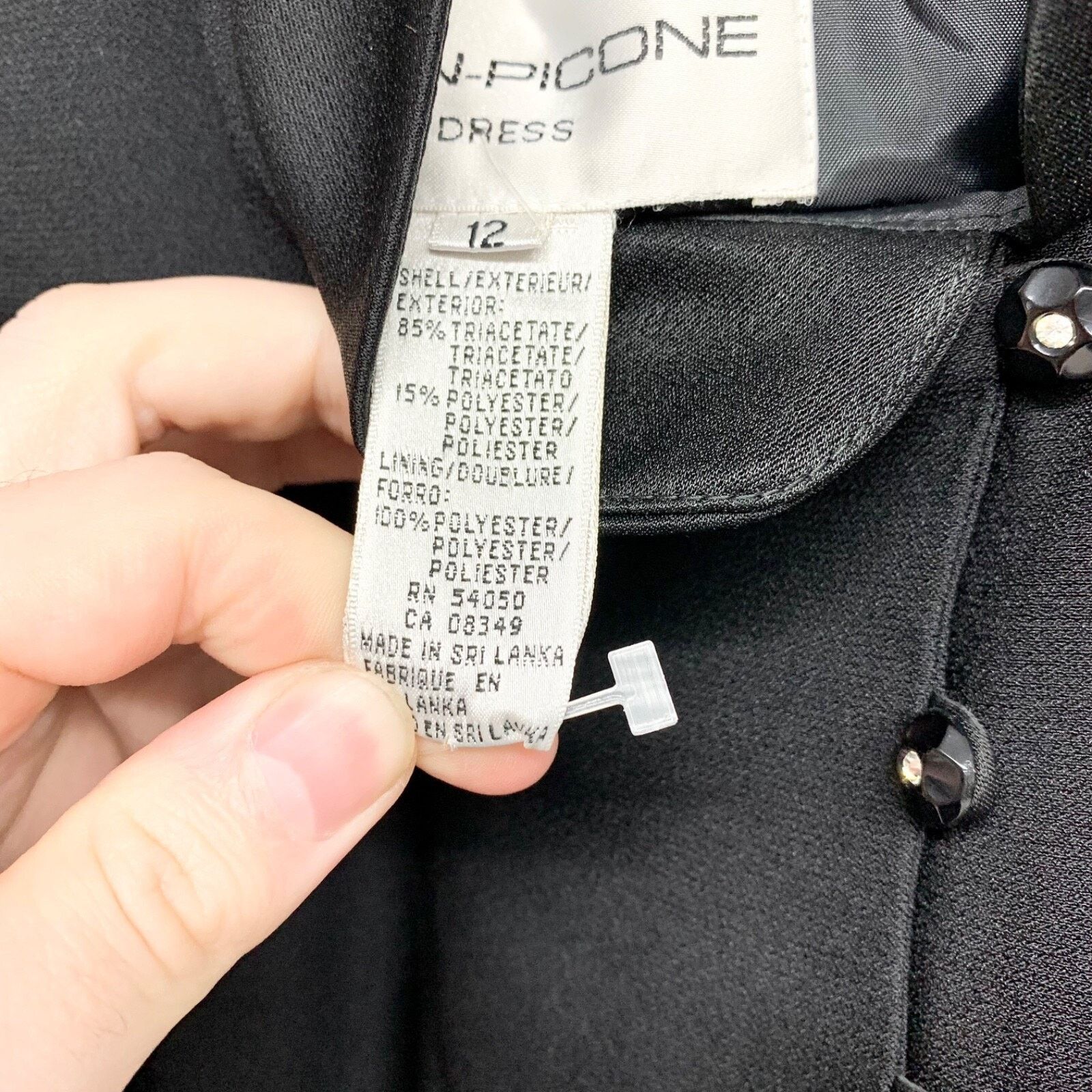 Evan Picone Evan-Picone Dress 12 Sleeve Button Front Maxi Black Business Size XL / US 12-14 / IT 48-50 - 7 Thumbnail