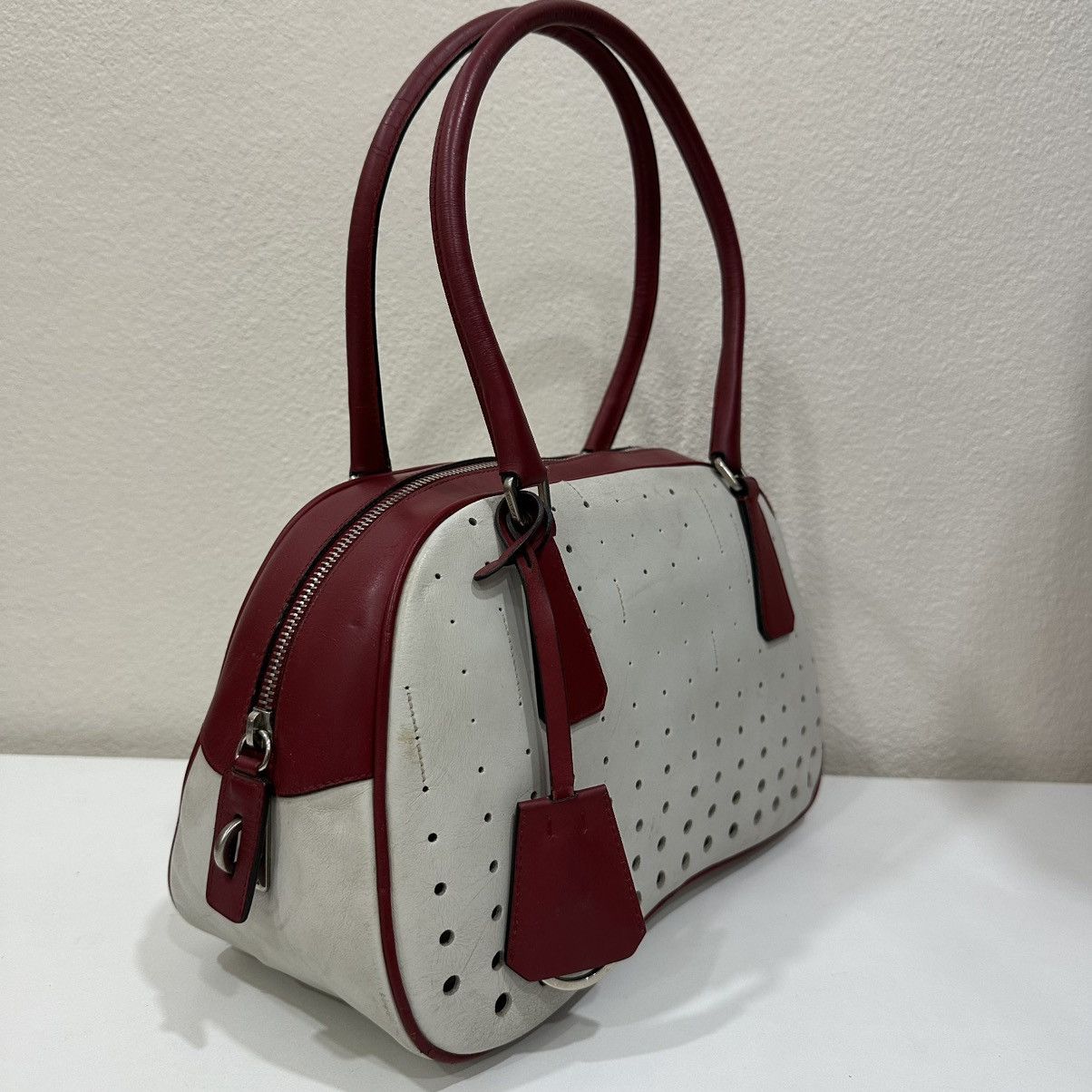 Prada PRADA VINTAGE 2000’s BOWLING BAG PERFORATED LEATHER Size ONE SIZE - 5 Thumbnail