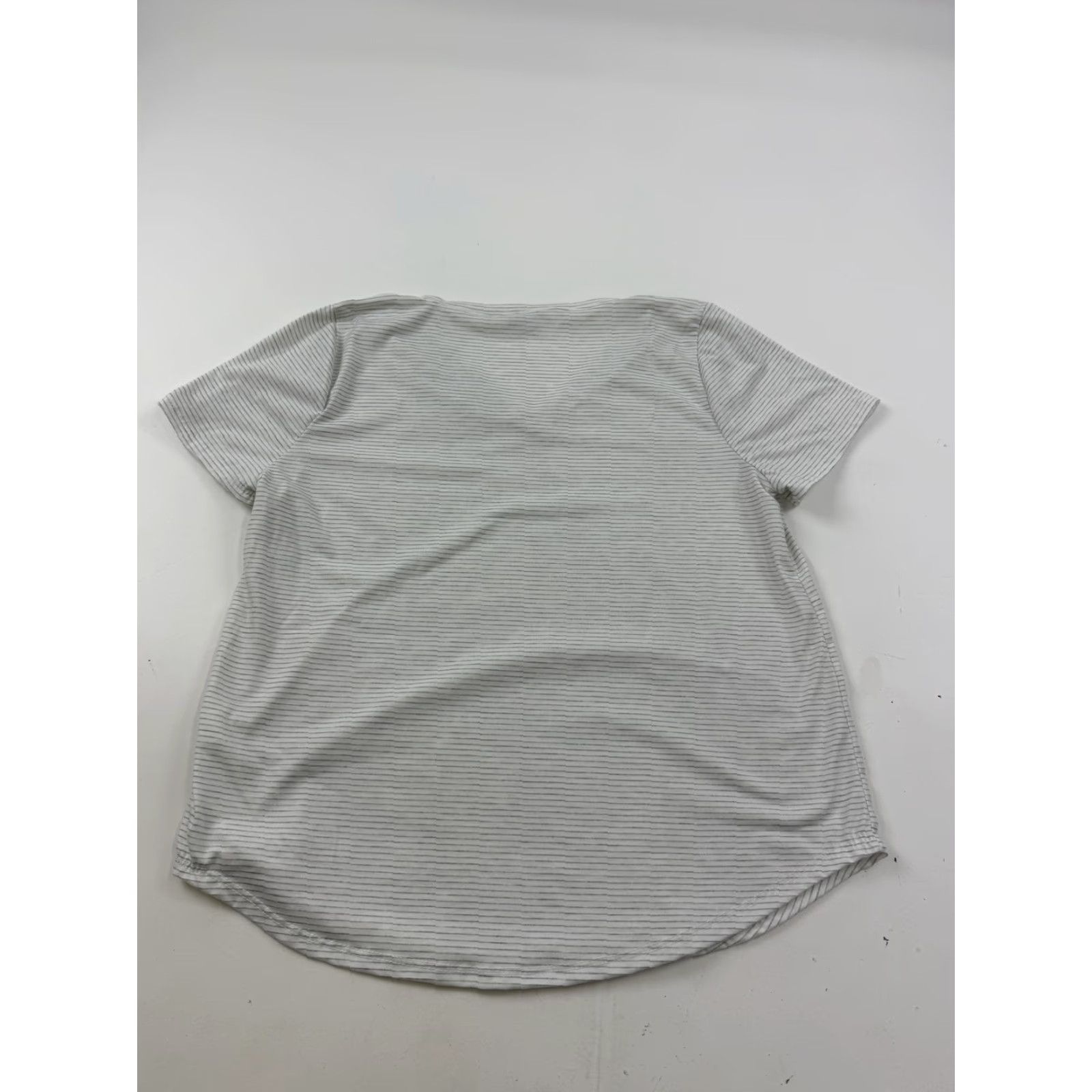 Vintage Green Envelope Shirt Womens Large White Gray Stripe V-Neck Short Sleeve Top Size L / US 10 / IT 46 - 4 Thumbnail