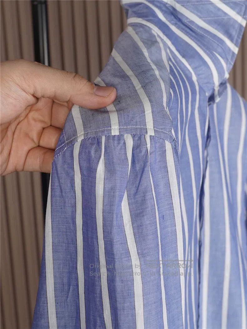 Brunello Cucinelli Brunello Cucinelli size 39 Men's Blue Striped Windsor Colla Size US XS / EU 42 / 0 - 5 Thumbnail