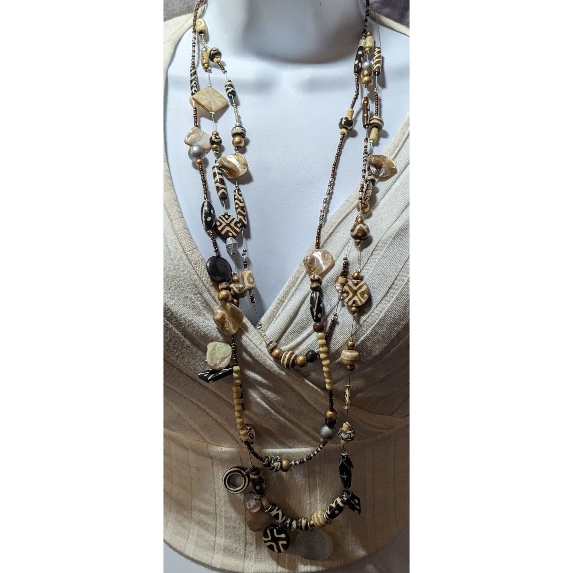 Chicos Chico's Multilayer Tribal Mixed Media Beaded Necklace Size ONE SIZE - 6 Thumbnail