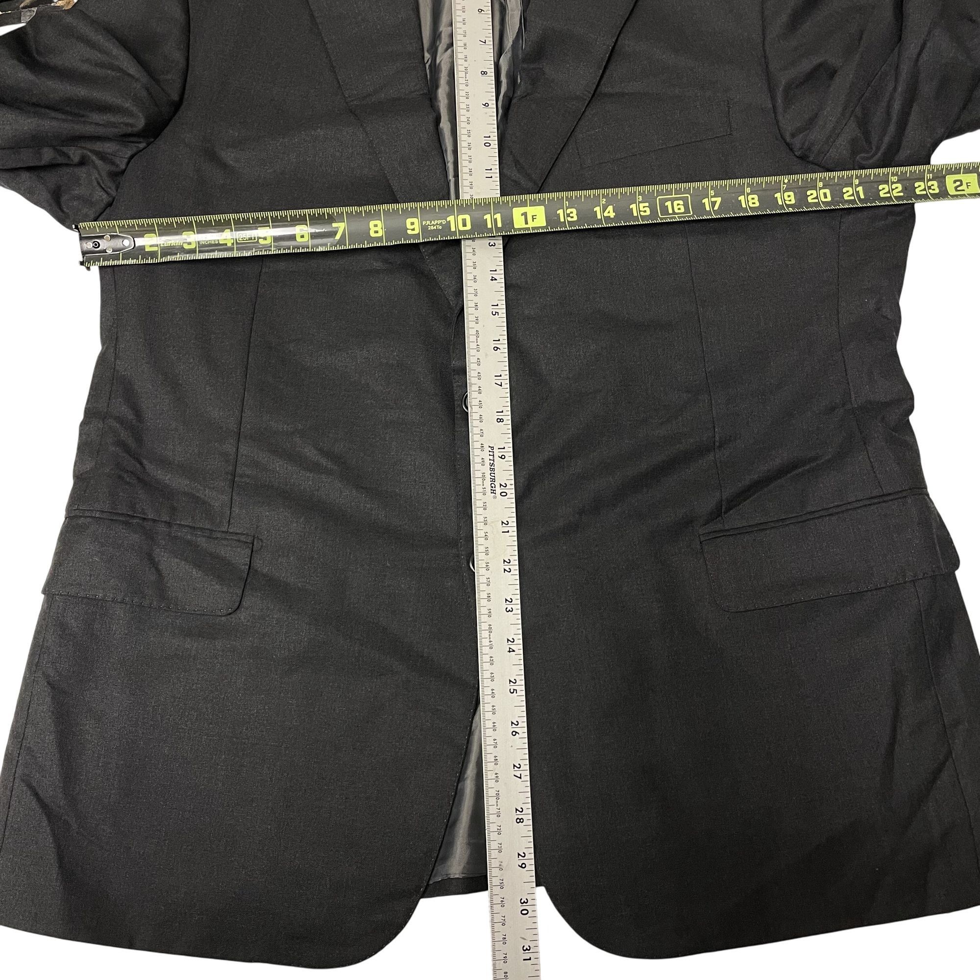 Hickey Freeman Vtg Hickey Freeman Loro Piana CHARCOAL Black Wool Sport Coat Size 44S - 9 Thumbnail