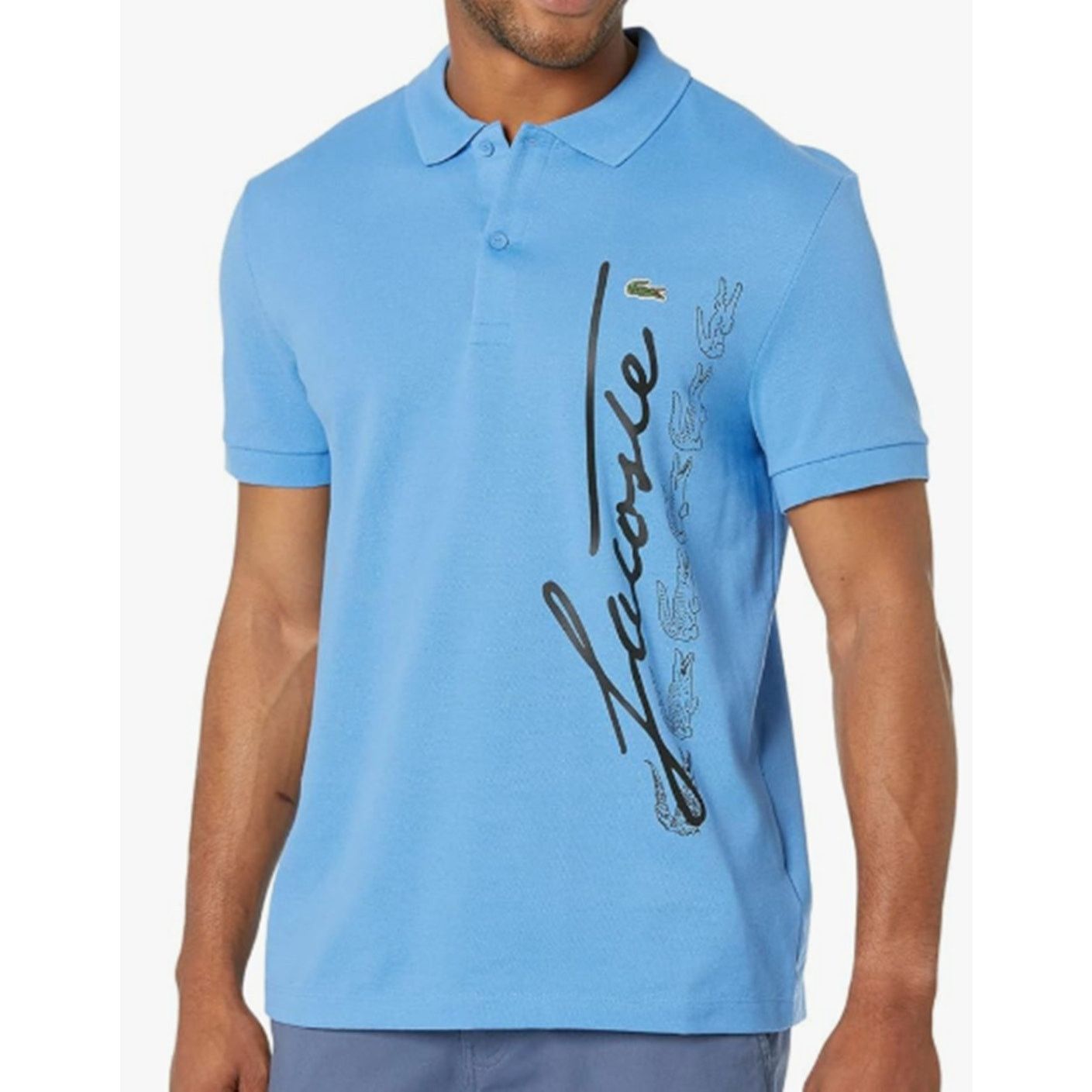 Lacoste Lacoste Men's Regular Fit Signature Cotton Polo Blue 3XL Size US XXL / EU 58 / 5 - 1 Thumbnail