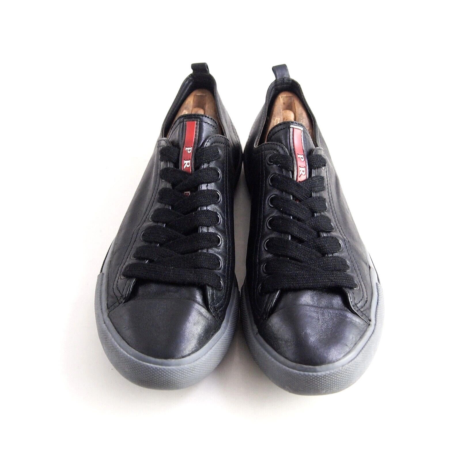 Prada Prada Low Top Sneakers Black Leather Size EU 42 US 9 Size US 9 / EU 42 - 4 Thumbnail
