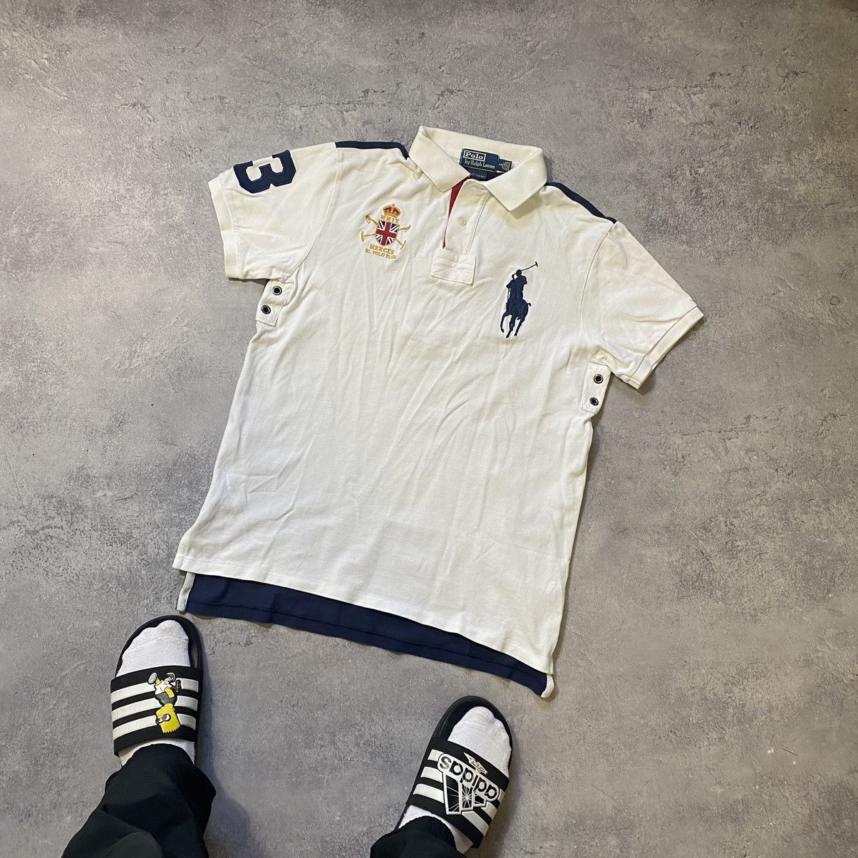 Ralph Lauren ホワイトポロシャツ　チーフキーフ　sawg Vintage Chief Keef style Ralph Lauren White Long Sleeve Polo Shirt