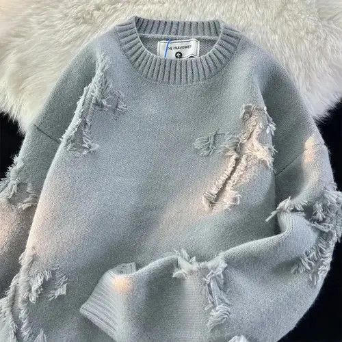 Japanese Brand × Vintage Hole Fringed Sweater Loose Versatile Size US S / EU 44-46 / 1 - 3 Thumbnail