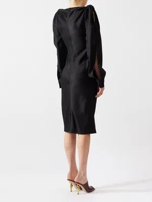 Bottega Veneta o1y0725 Midi Dress in Black Size XS / US 0-2 / IT 36-38 - 4 Thumbnail