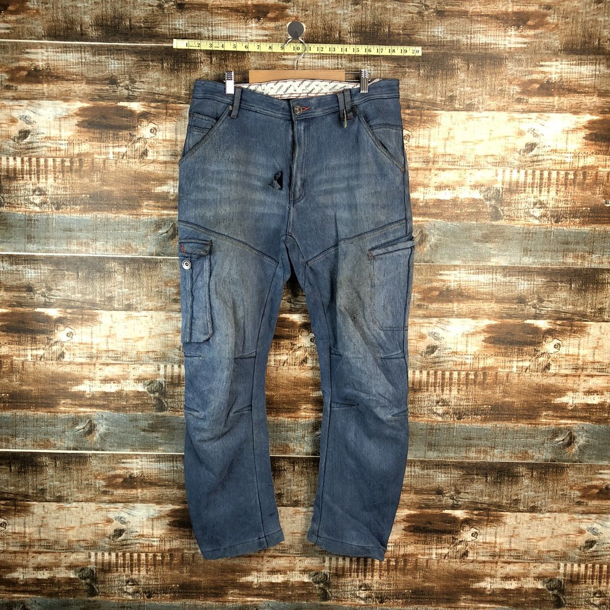 Japanese Brand Field Core Blue Distressed Denim Pants #A2138 Size US 33 - 1 Thumbnail