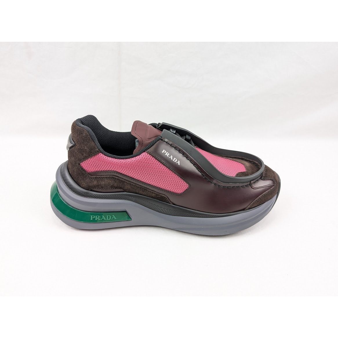 Prada o1rshd1 Brushed Leather Sneakers Bike Fabric Suede Size US 10 / EU 43 - 2 Thumbnail