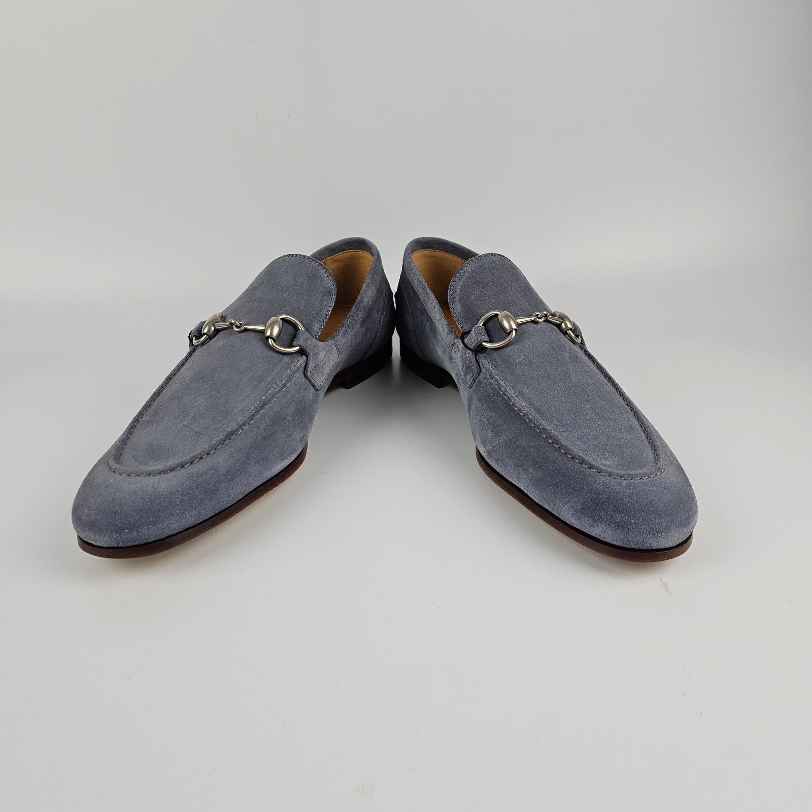 GUCCI Jordaan $1050 Men's Dark Gray Suede Horsebit Loafers N