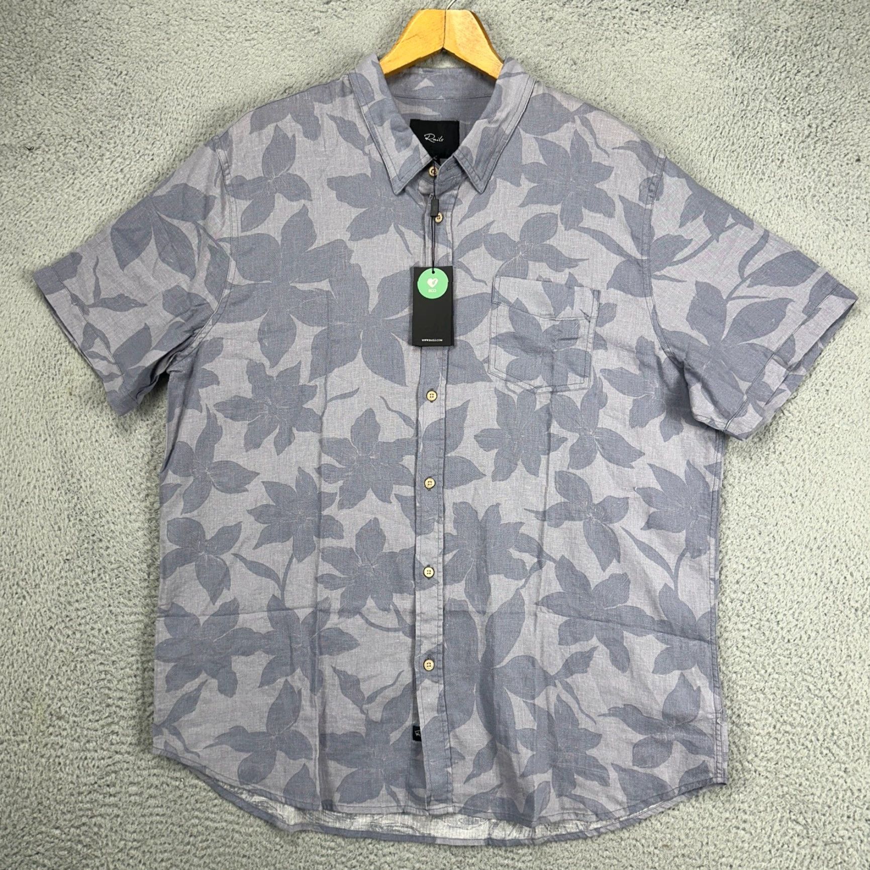 Rails VINTAGE? Rails Carson Linen Blend Hawaiian Shirt Mens 2XL Blue Garden Sands Orchid NEW Size US XXL / EU 58 / 5 - 3 Thumbnail