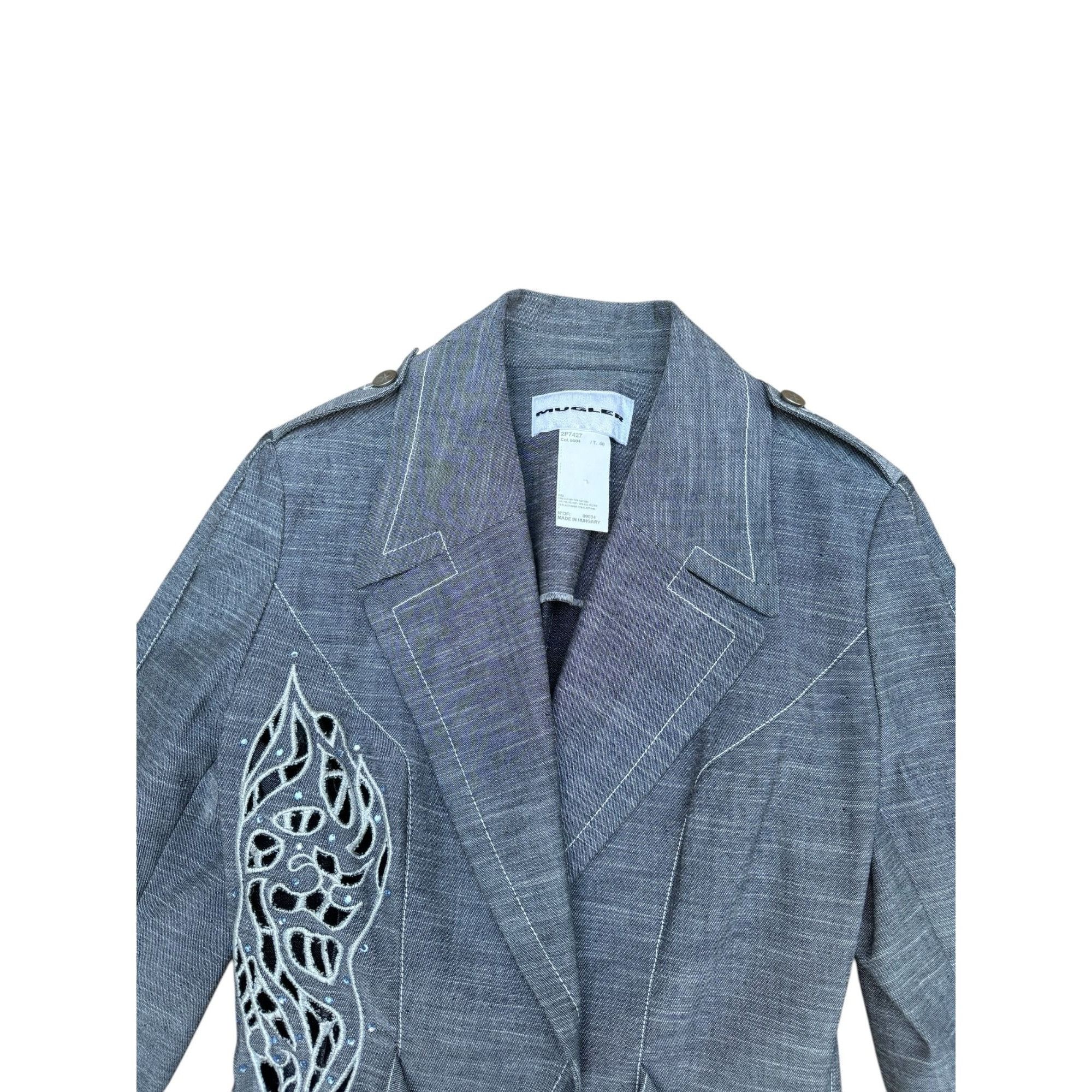 Thierry Mugler Vintage Grey Denim Twin Set Size M / US 6-8 / IT 42-44 - 6 Thumbnail