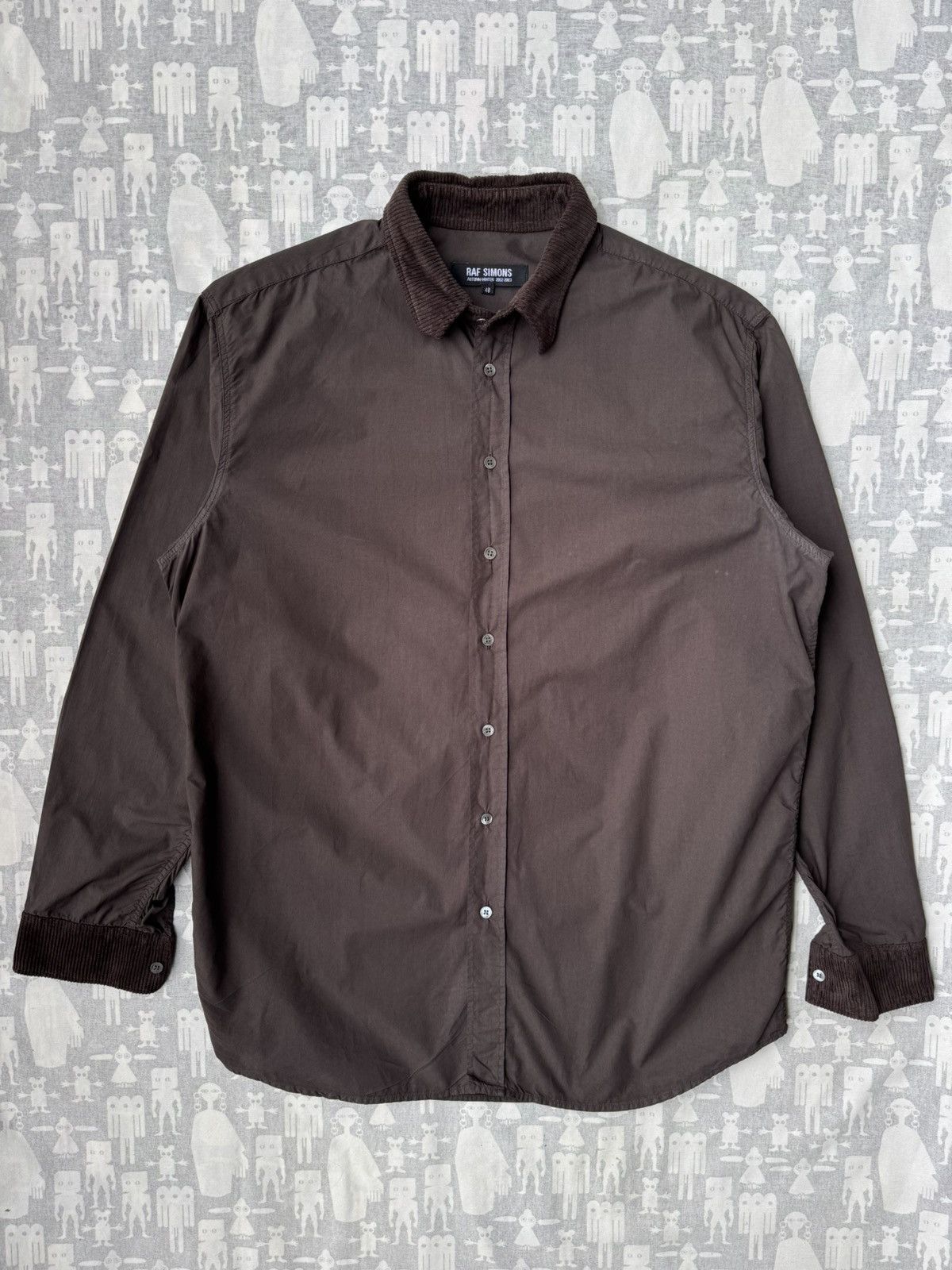 Raf Simons Raf Simons AW02 Corduroy Trim Button-Up Oversize Brown Shirt Size US M / EU 48-50 / 2 - 1 Thumbnail