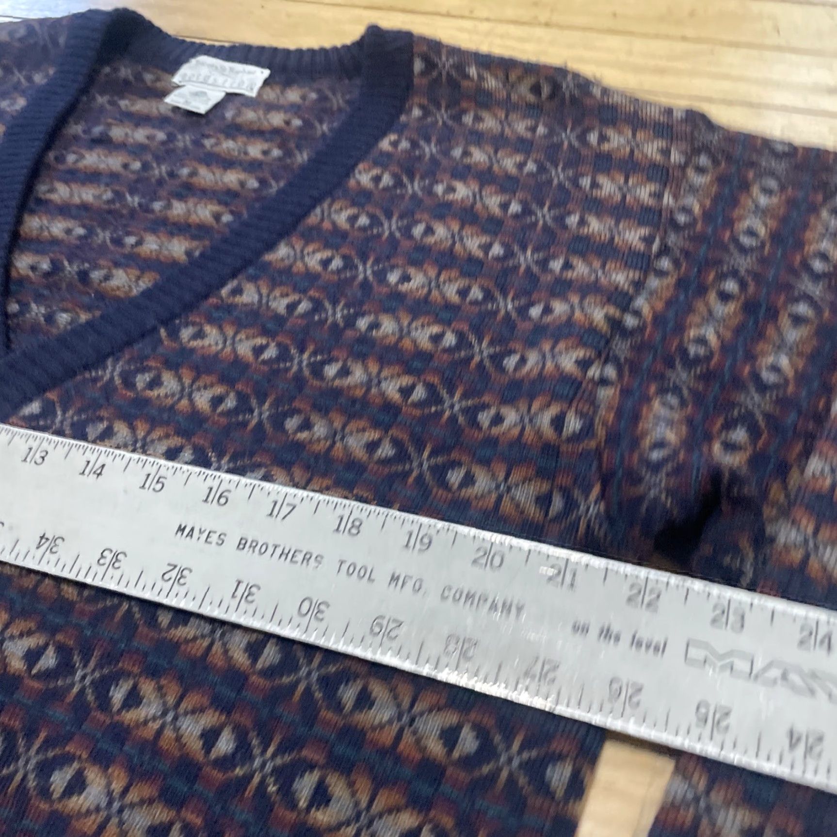 Vintage VINTAGE Tricots St Raphael Cardigan Sweater Men M 90s Geometric Wool Brown 100% Wool Geometric Cardigan Sweater Mens Grunge Accessories Size US M / EU 48-50 / 2 - 6 Thumbnail