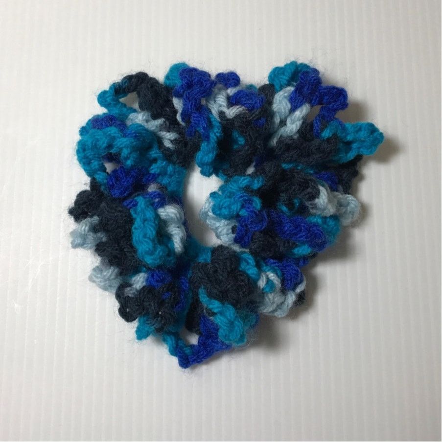 Handmade NWT Shades of Blue Handmade Crocheted Hair Scrunchie Size ONE SIZE - 1 Thumbnail