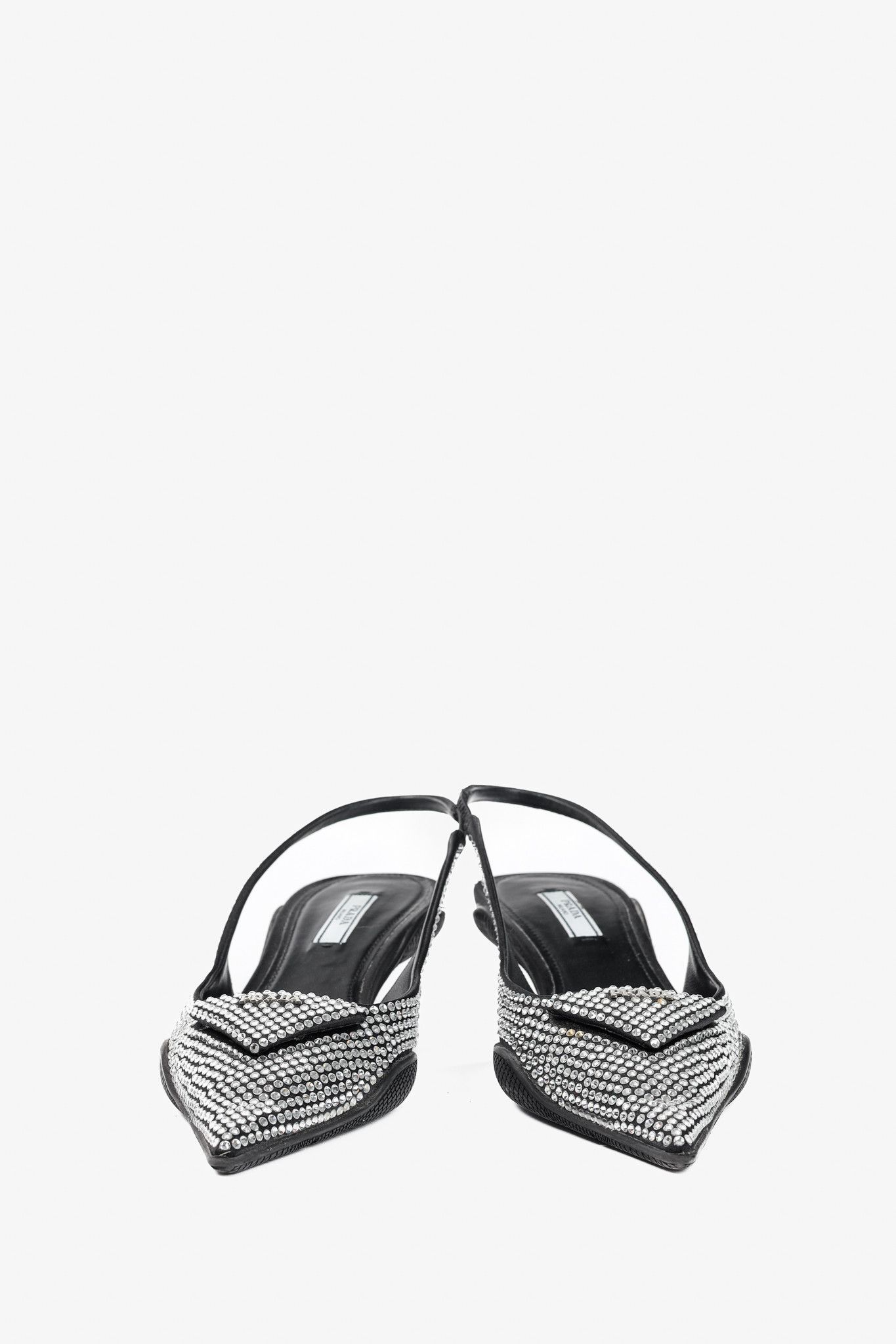 Prada Prada Black Satin Crystal Sling-Back Pumps Size US 6.5 / IT 36.5 - 2 Thumbnail