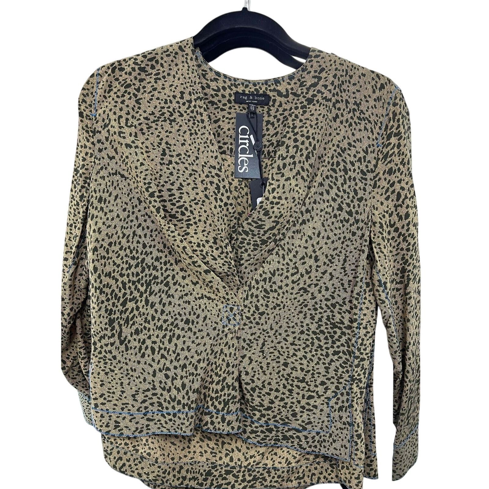 Rag & Bone Rag & Bone Olive Shields print blouse sz XS Size US XS / EU 42 / 0 - 6 Thumbnail