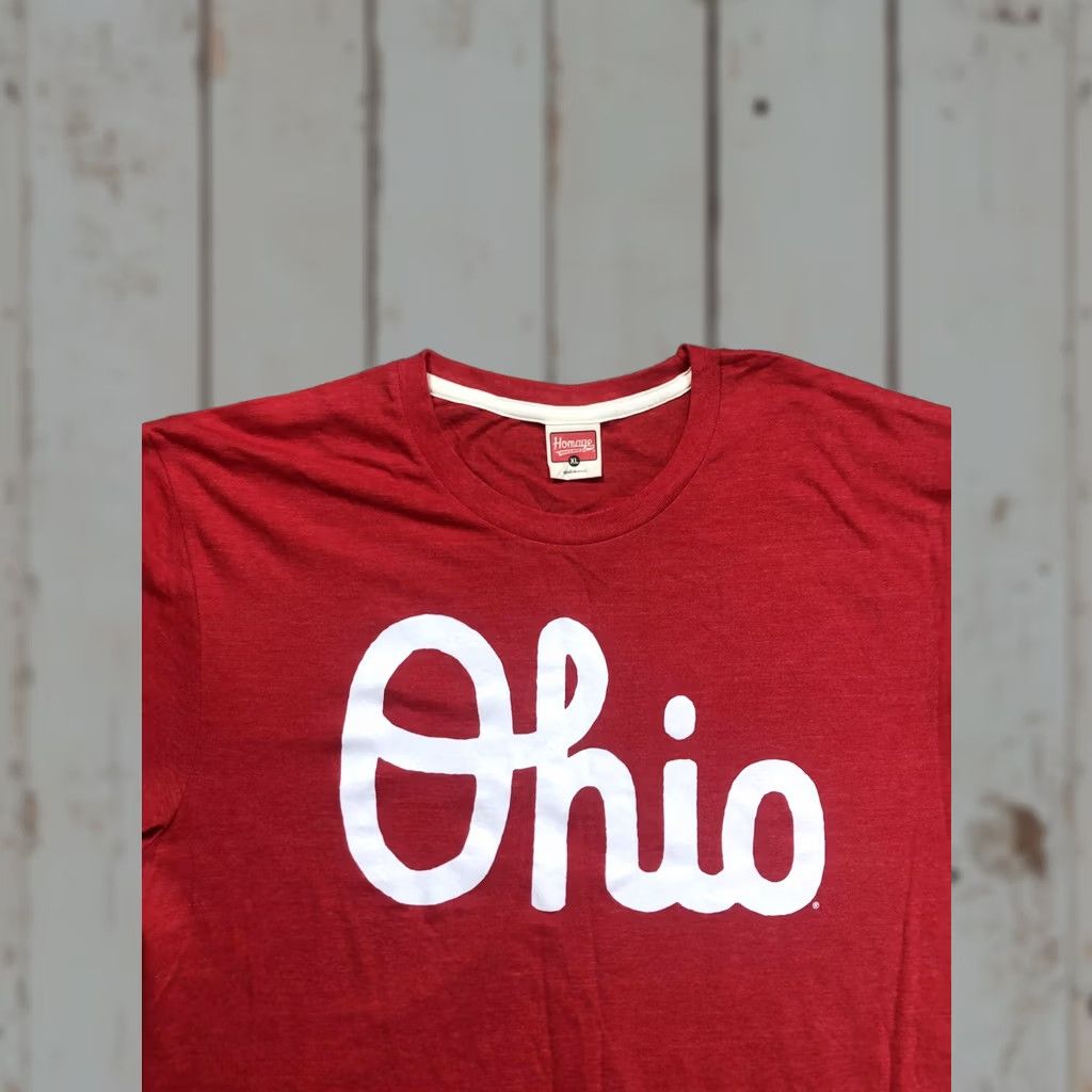 Logo 7 Homage Shirt Mens XL Red Graphic Tee Ohio Logo Crew Neck Size US XL / EU 56 / 4 - 1 Thumbnail