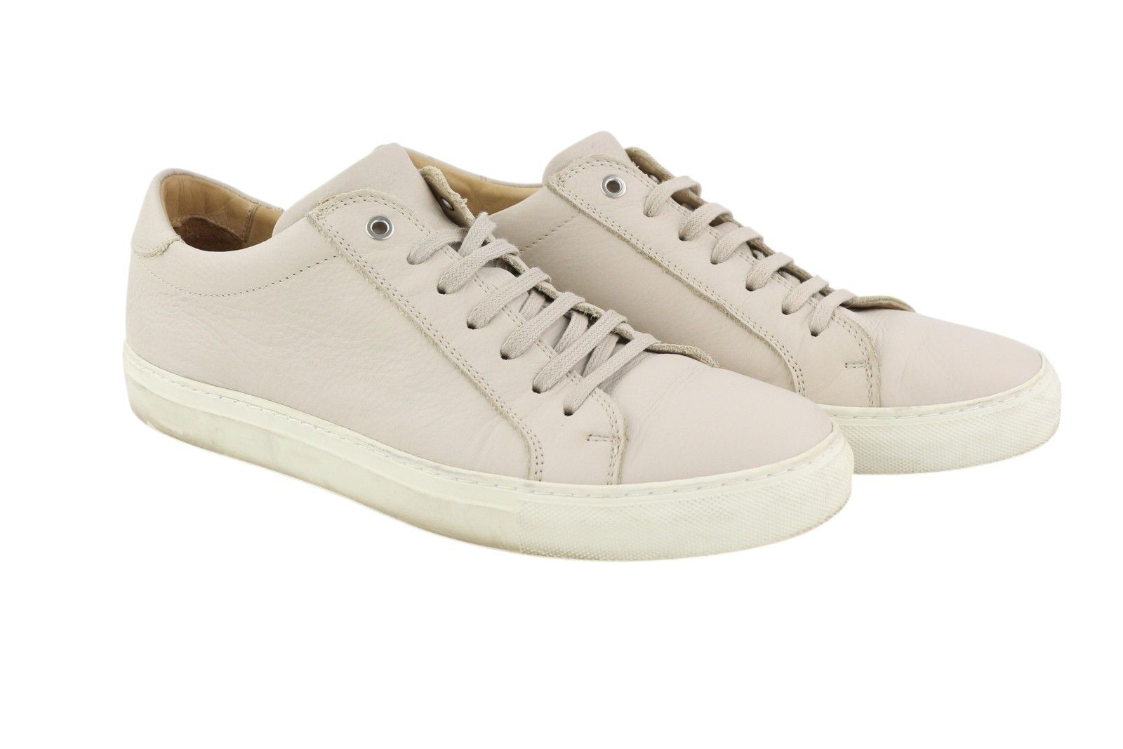 Suitsupply Eu43 Beige Leather Lace Up Low Top Trainers 83565 Shoes, Men's (Size 10)