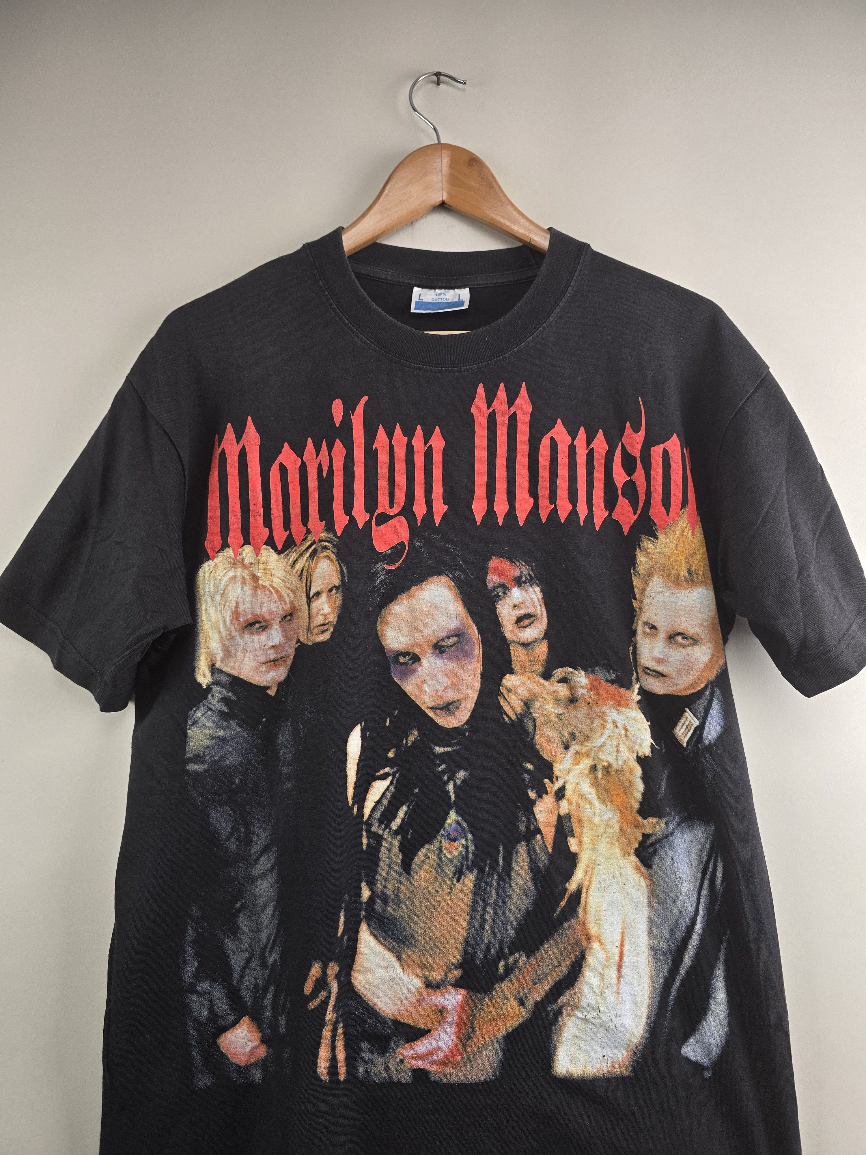 Band Tees × Marilyn Manson × Vintage 90s Marilyn Manson Euro L 21" 28" Size US L / EU 52-54 / 3 - 2 Thumbnail