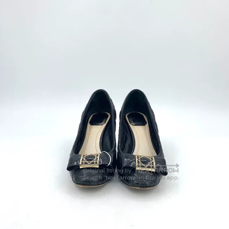 Dior Dior Black diamond bow round toe thin heel high heels Size US 5.5 / IT 35.5 - 3 Thumbnail