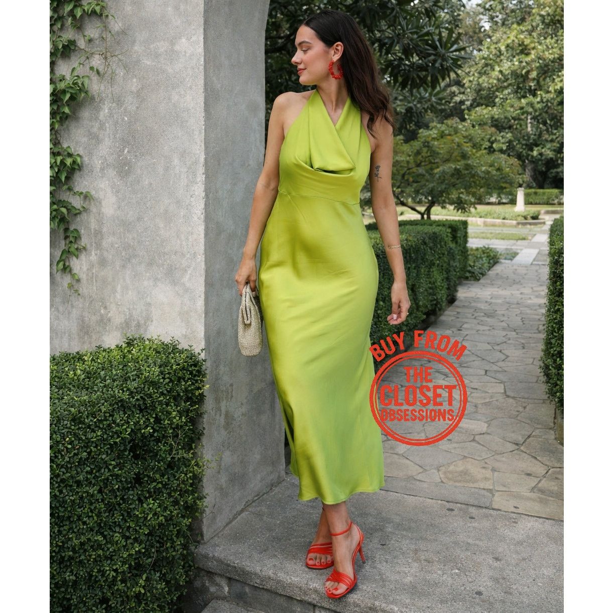 Mango MANGO Open Back Satin Midi Dress NWT Size S / US 4 / IT 40 - 3 Thumbnail