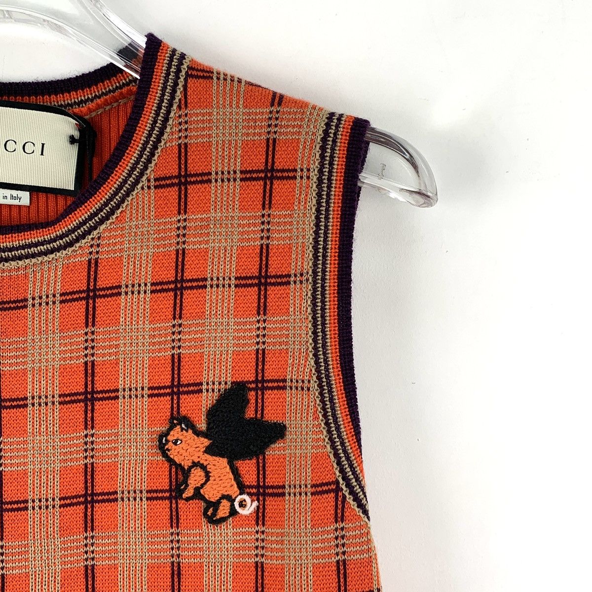 Gucci Gucci Plaid Pig Embroidery Wool Sleeveless Knit Vest K26WX Size XS / US 0-2 / IT 36-38 - 3 Thumbnail