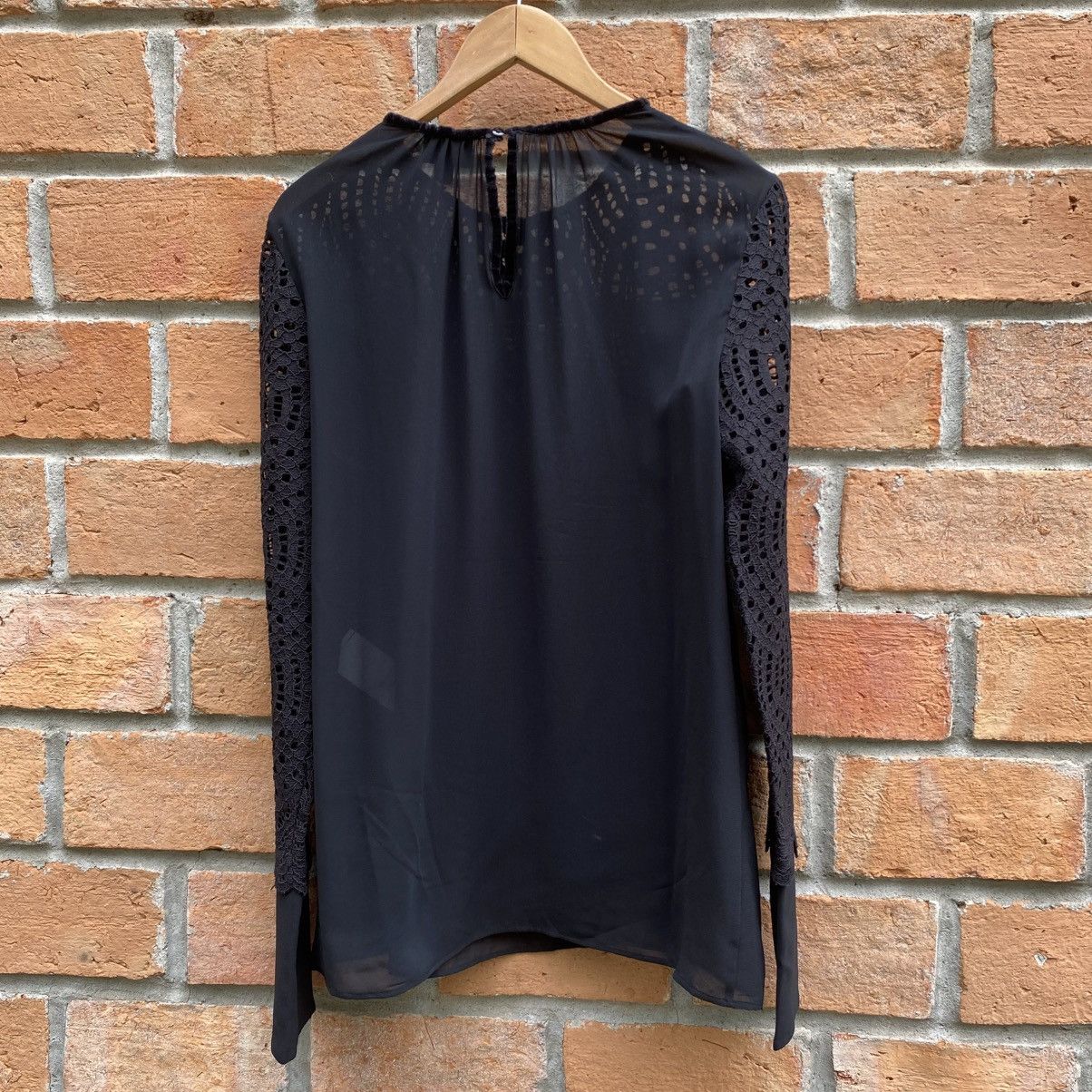Just Cavalli Just Cavalli Black Chiffon Blouse with Knit Sleeves Size M / US 6-8 / IT 42-44 - 4 Thumbnail