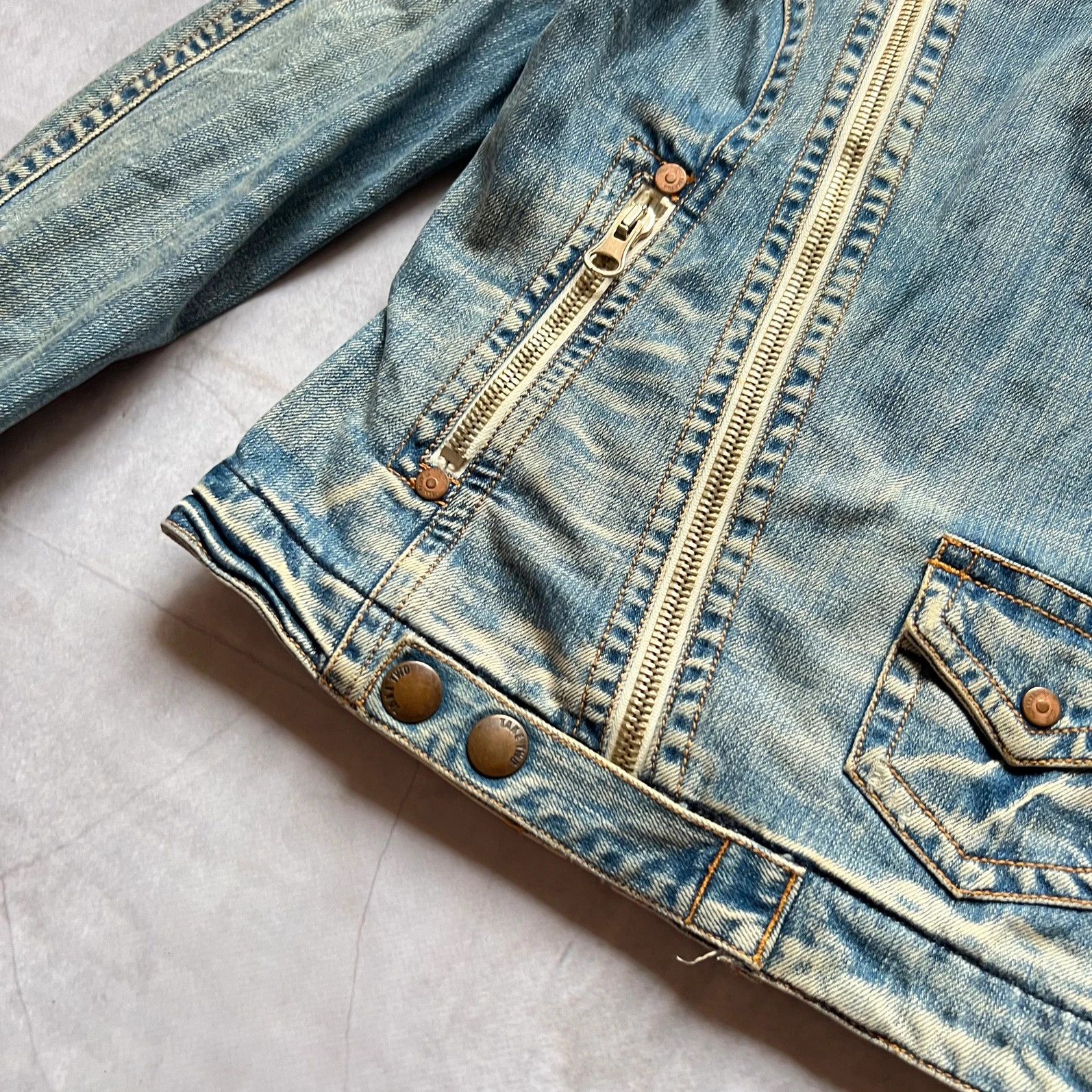 Hysteric Glamour 00s Japan Cropped bomber Denim Biker Jacket Side zip Y2K Size M / US 6-8 / IT 42-44 - 11 Thumbnail