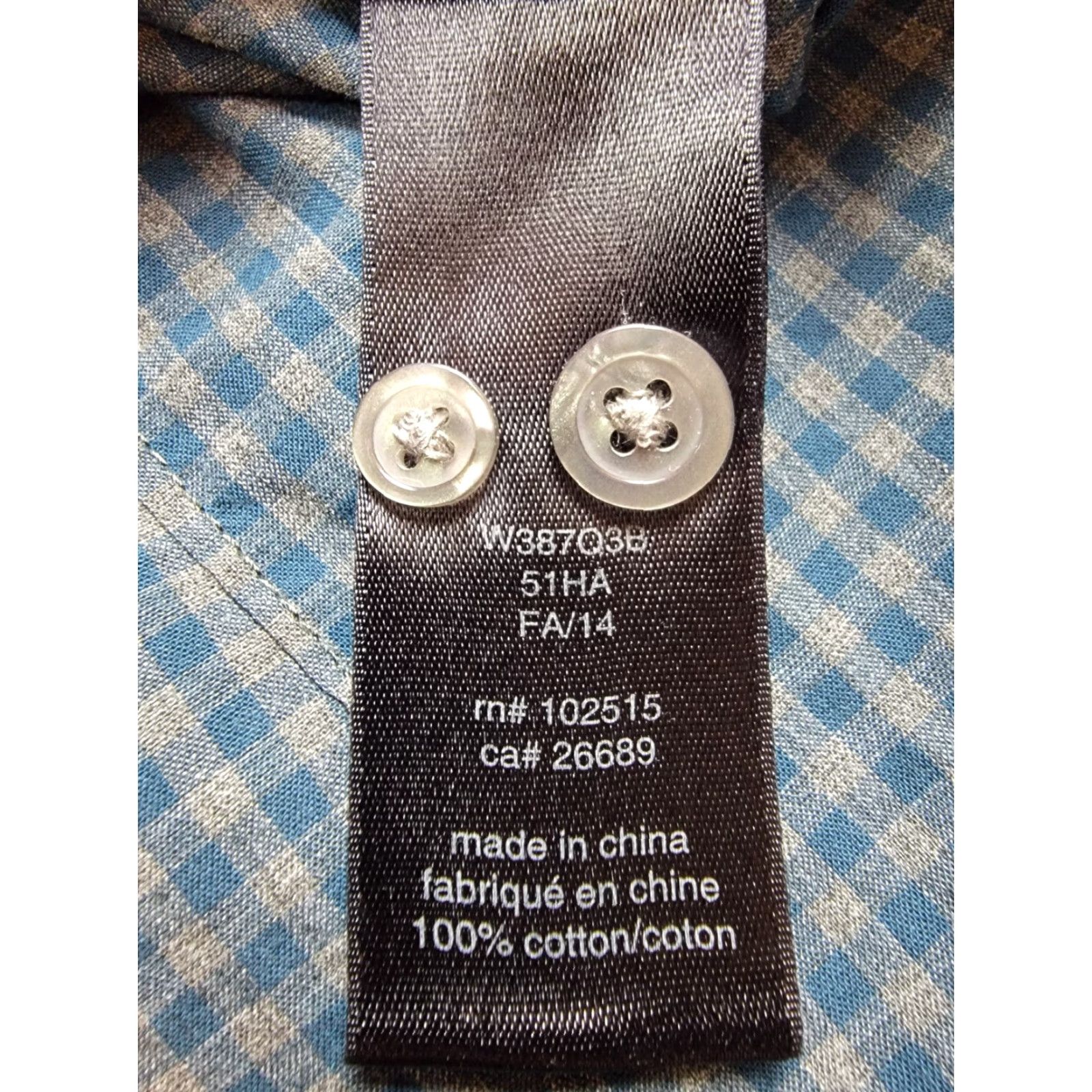 John Varvatos John Varvatos Shirt Mens Medium Blue Gray Check Button Up Casual Classic Preppy Size US M / EU 48-50 / 2 - 6 Thumbnail