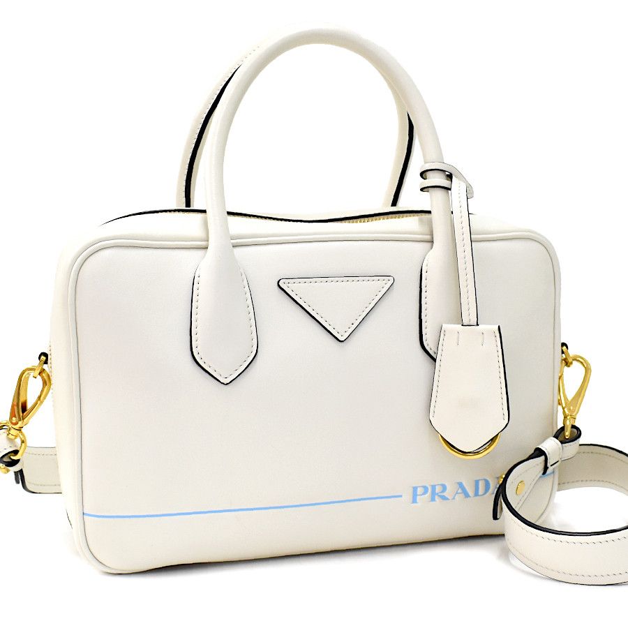 Prada Mirage 2way Handbag Shoulder Leather White Bags Luggage