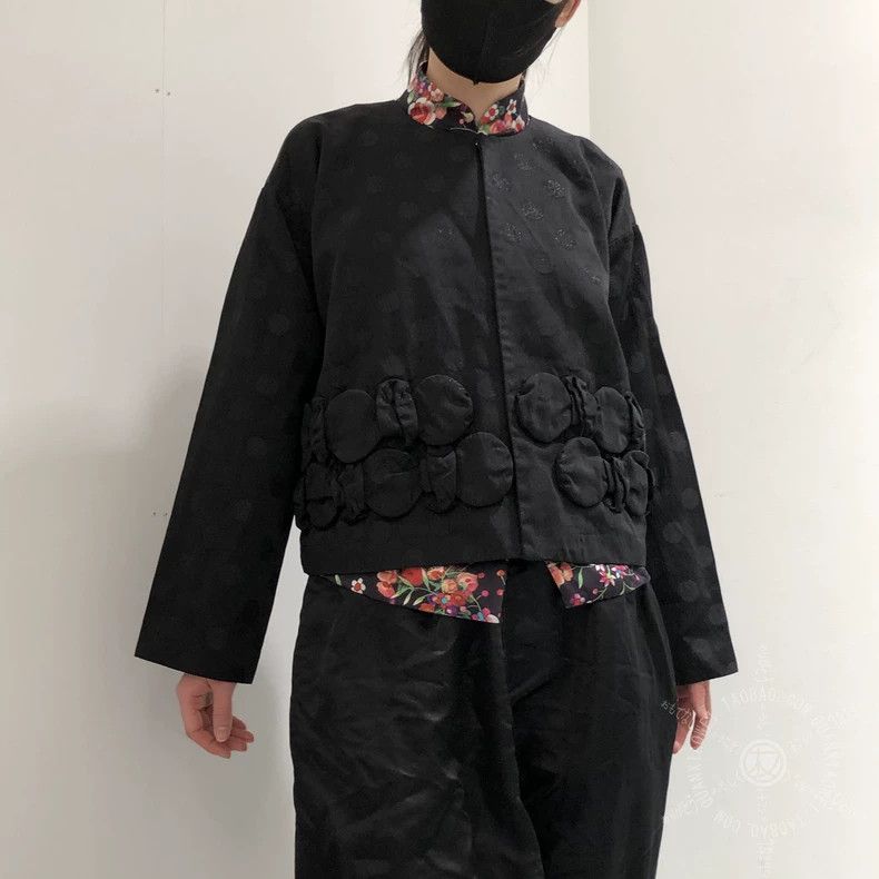 Comme des Garcons Comme Des Garcons Polka dot dark stripe hidden button coat Size XS / US 0-2 / IT 36-38 - 1 Thumbnail