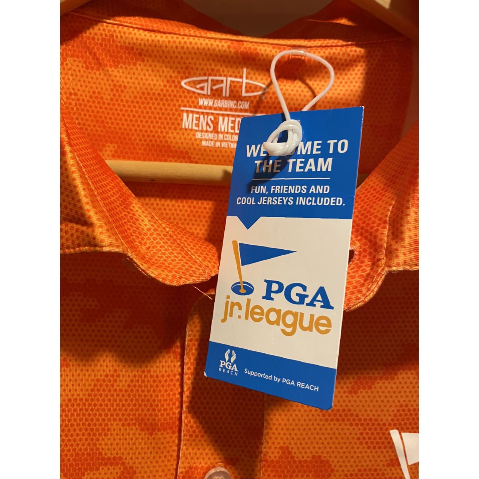 Vintage New PGA Golf Polo Shirt Garb Pine Hills Club Plymouth MA M Orange Mens Size US M / EU 48-50 / 2 - 6 Thumbnail