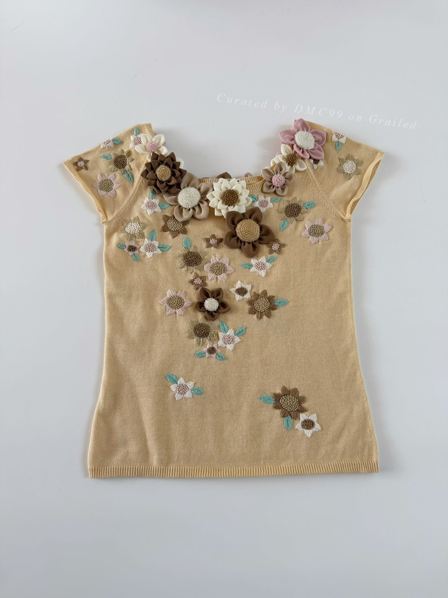 Moschino Moschino 2001 3D Flower Knit Short Sleeve Size S / US 4 / IT 40 - 1 Thumbnail