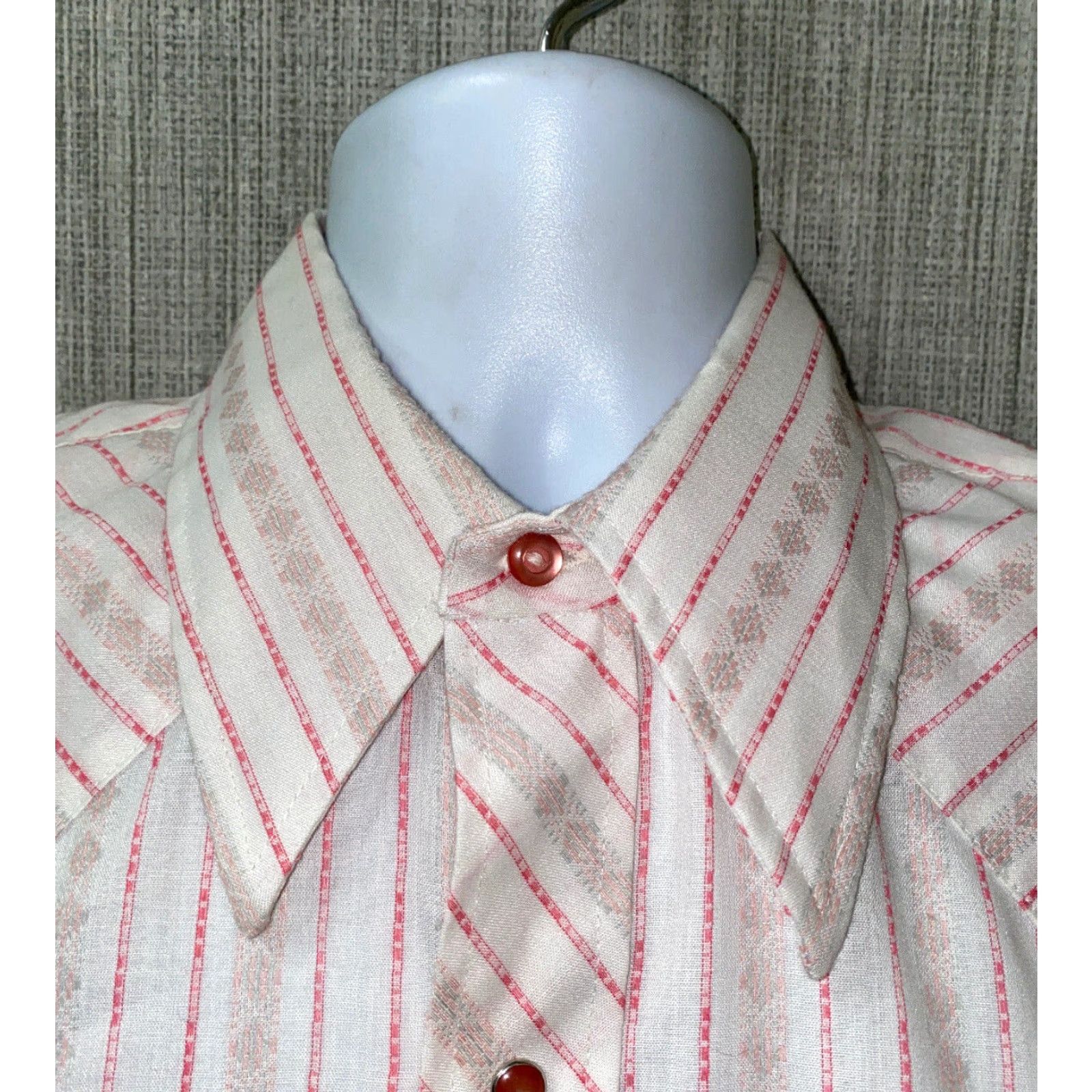 Armani VINTAGE Karman Shirt Mens 15 1/2 White Pink Striped Snap Button Long Sleeve Casual Shirt Mens Size US M / EU 48-50 / 2 - 3 Thumbnail