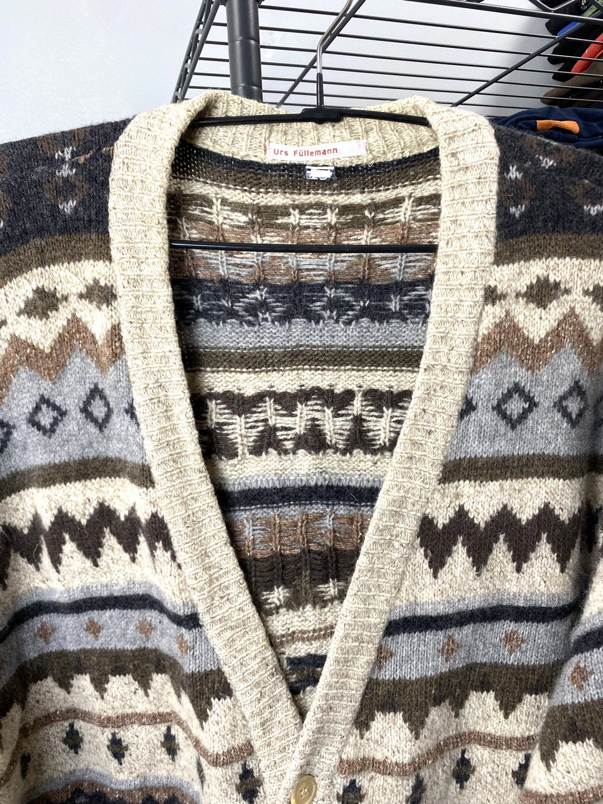 Other Rare! Vintage 80’s Knit Pattern Cardigan Sweater Travis Size US M / EU 48-50 / 2 - 7 Thumbnail