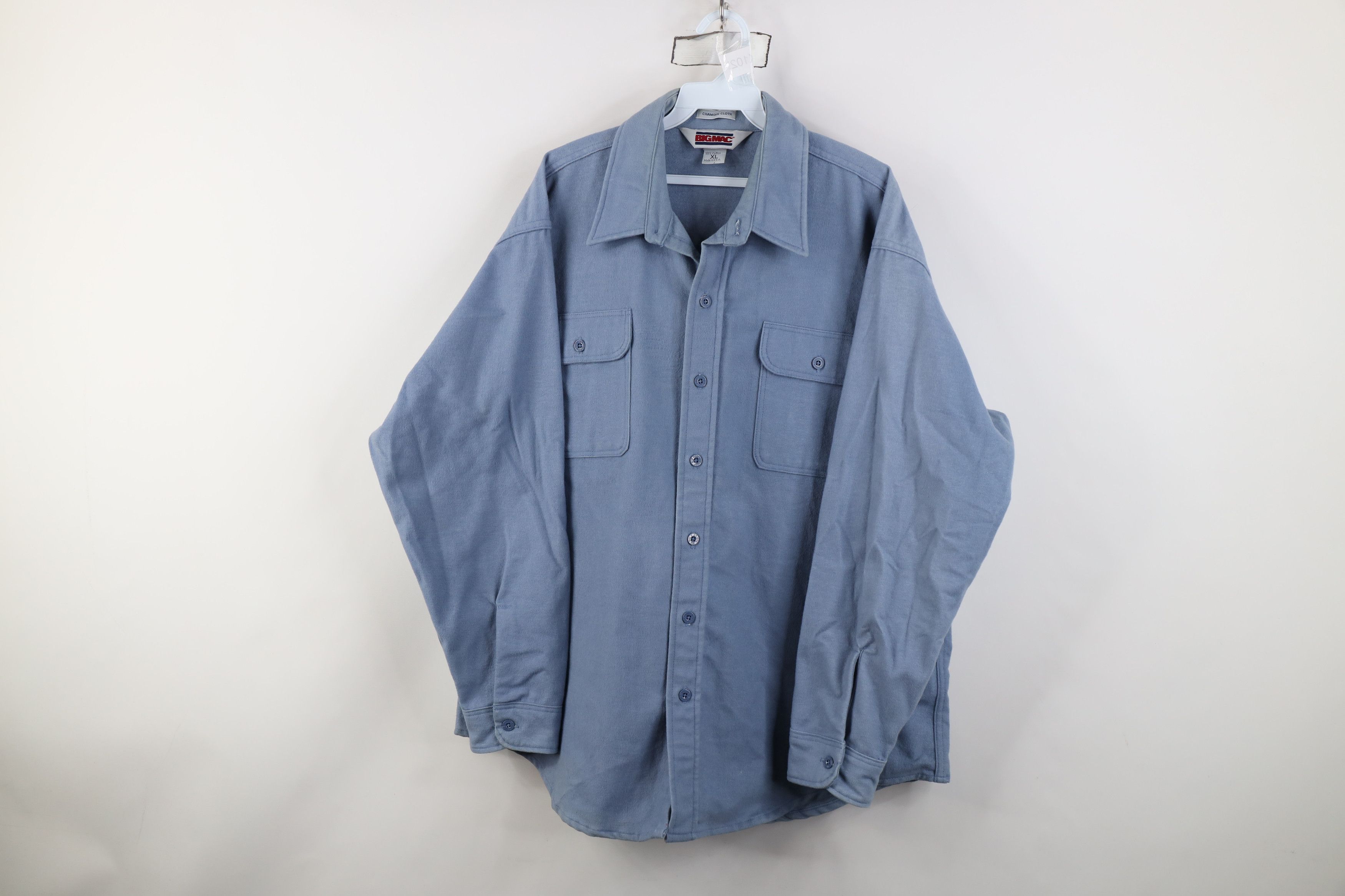 Vintage Vintage 70s Big Mac Chamois Cloth Button Shirt Blue USA Size US XL / EU 56 / 4 - 1 Thumbnail