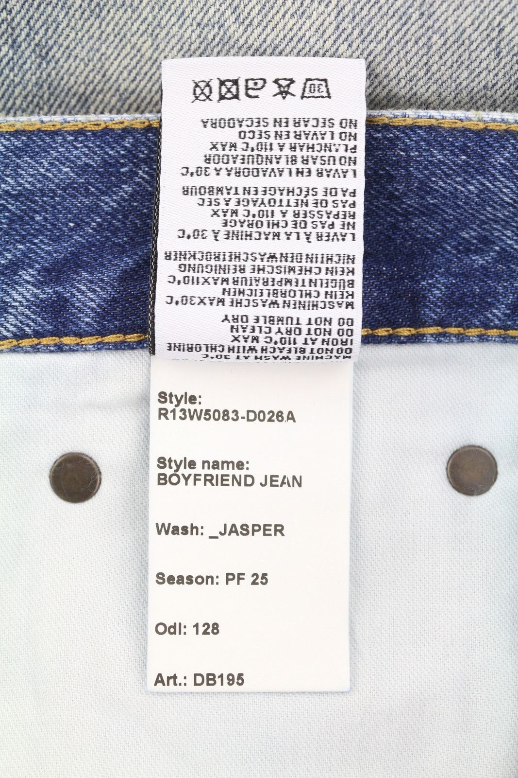 R13 BOYFRIEND 28 Jasper Whiskers Faded Zip Blue FW25 86839 Size 28" / US 6 / IT 42 - 9 Thumbnail