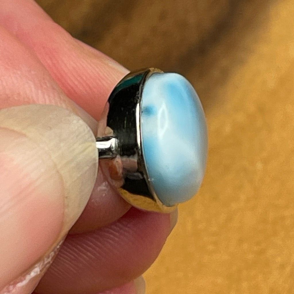 Other Larimar S925 sterling silver adjustable ring 10mm natural st Size ONE SIZE - 5 Thumbnail