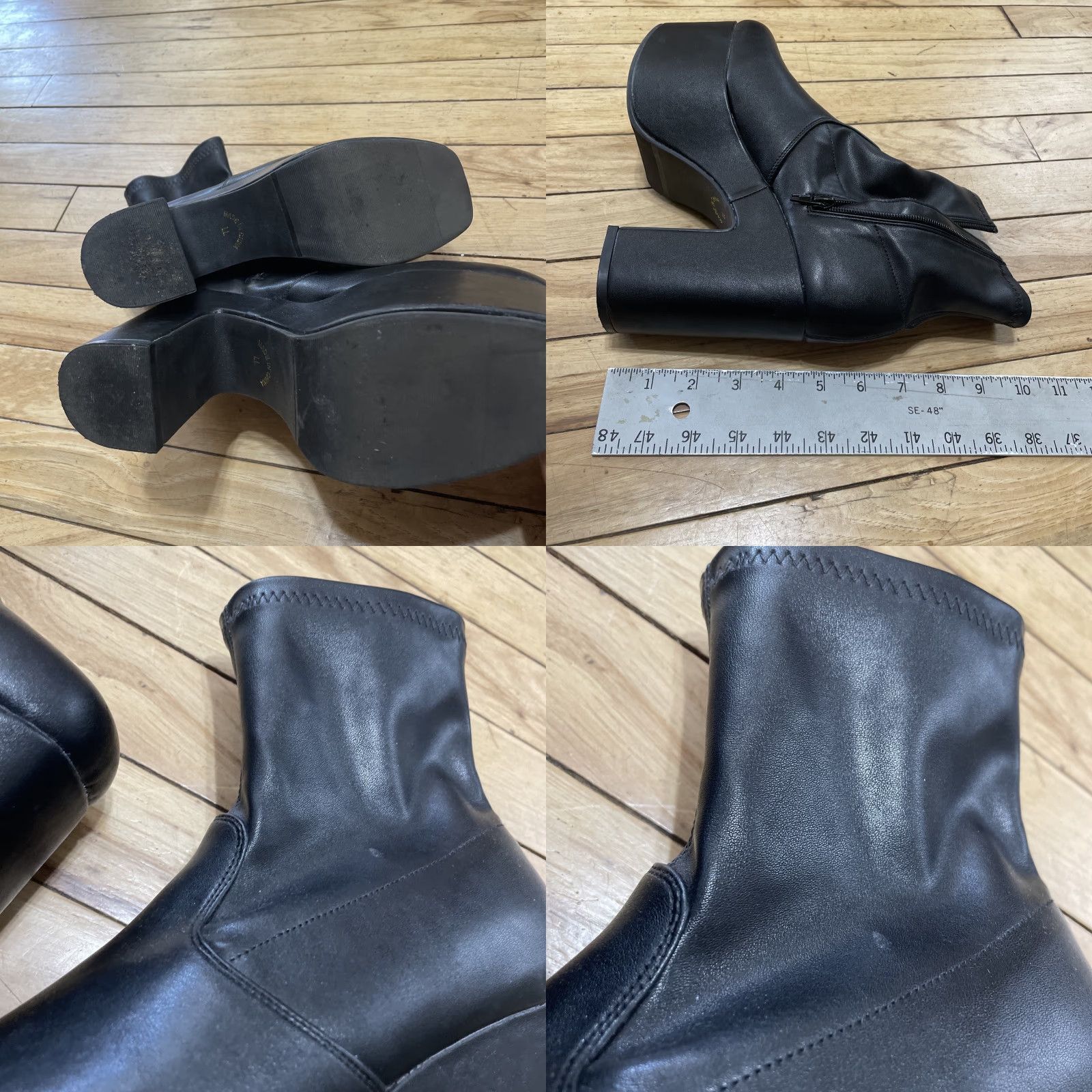 Vintage Harajuku C S. T&P Platform High Heels Black Zip Booties Women 8 Goth Rave Street Size US 8 / IT 38 - 8 Thumbnail
