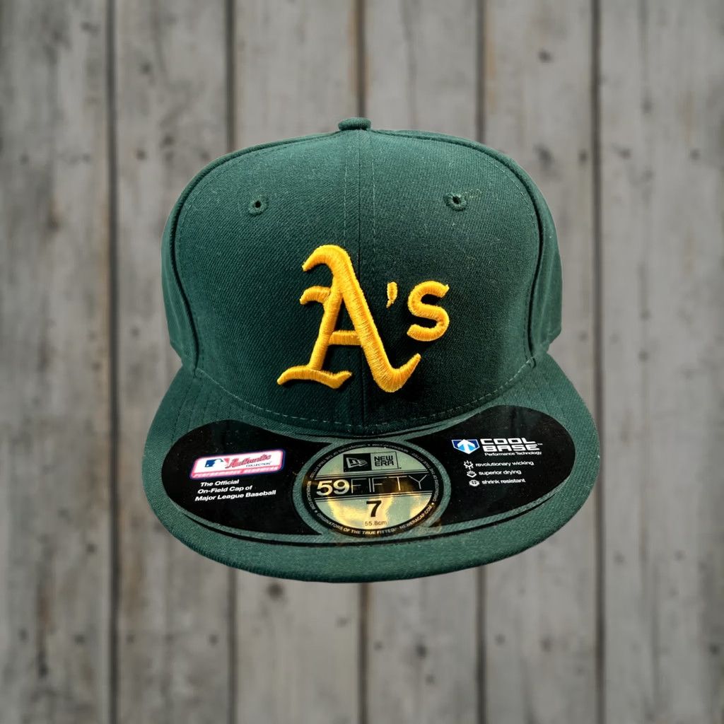 New Era New Era Oakland Athletics Hat Mens Size 7 Green 59FIFTY MLB Authentic Fitted Cap Size ONE SIZE - 1 Thumbnail